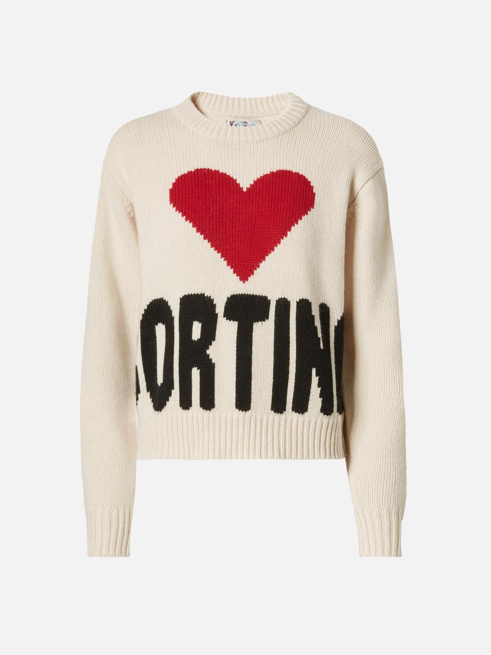 Maglione Kyla in lana bianco con jacquard Cortina<BR/> KYLA002 00442I MC2 SAINT BARTH