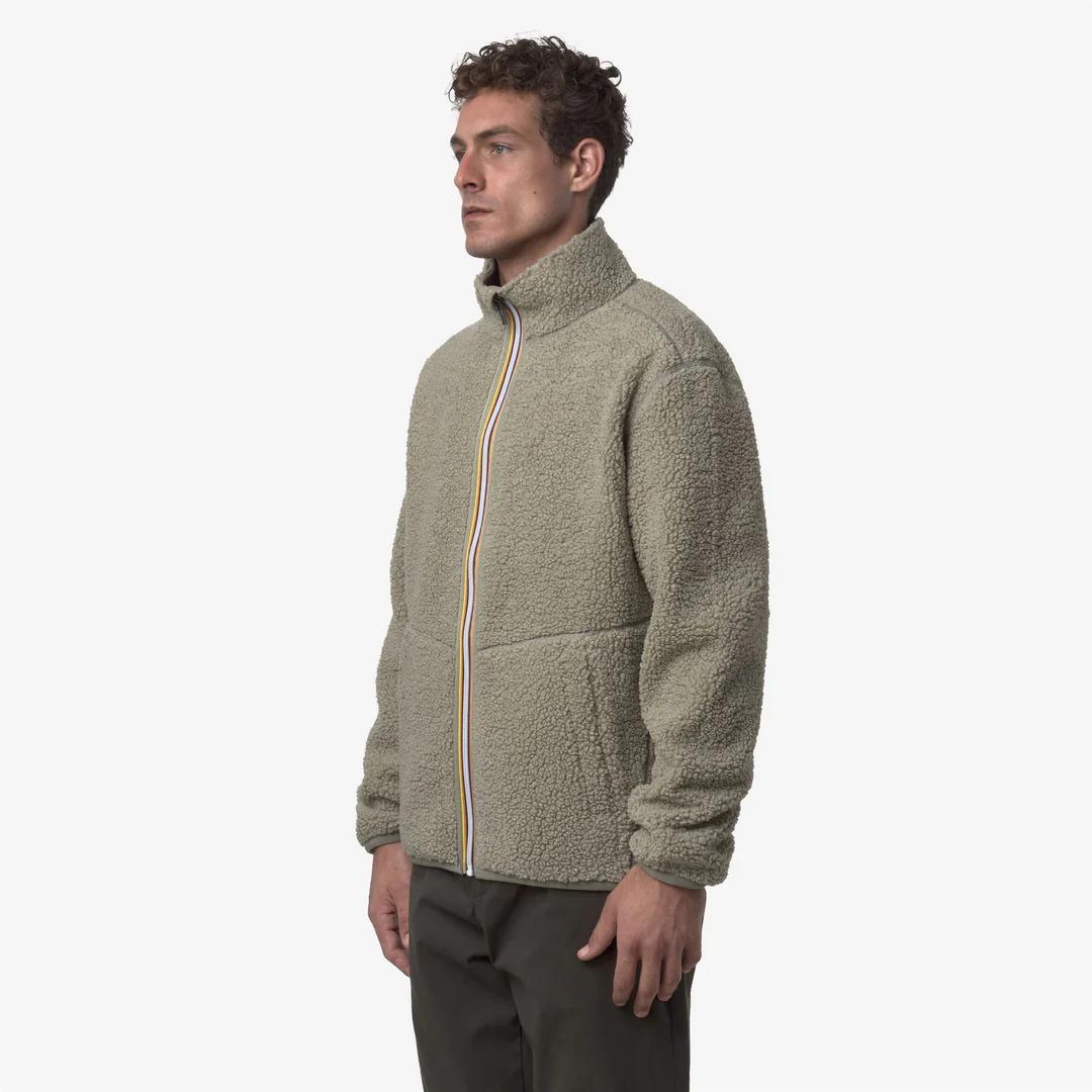 PASCAL SHERPA POLAR REVERSIBLE<BR/>GREEN OAK-GREEN OAK<BR/>Giacca reversibile in pile verde da uomo con sherpa e pile polare K3132PW B35 K-WAY