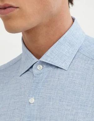 Camicia Collo francese piccolo Fantasia Armaturato Celeste