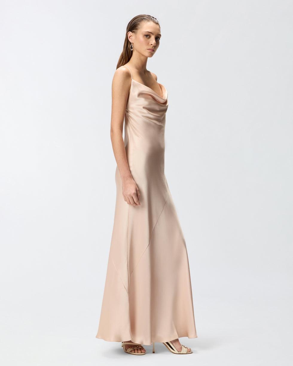 Abito slipdress lungo in satin<BR/> 106587A1Y5 Q35 PINKO