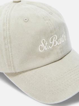 Cappellino Davis con visiera in cotone beige con logo ricamato<BR/> DAS0004 07566L MC2 SAINT BARTH