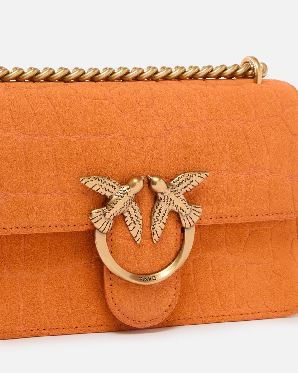 Borsa a tracolla piccola Mini Love Bag One in pelle stampa coccodrillo<BR/> 100074A2YW A76Q PINKO