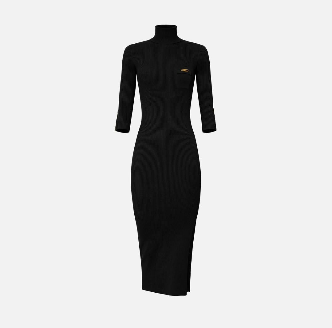 Abito in maglia a costine con taschino AM23B56E2 110 ELISABETTA FRANCHI