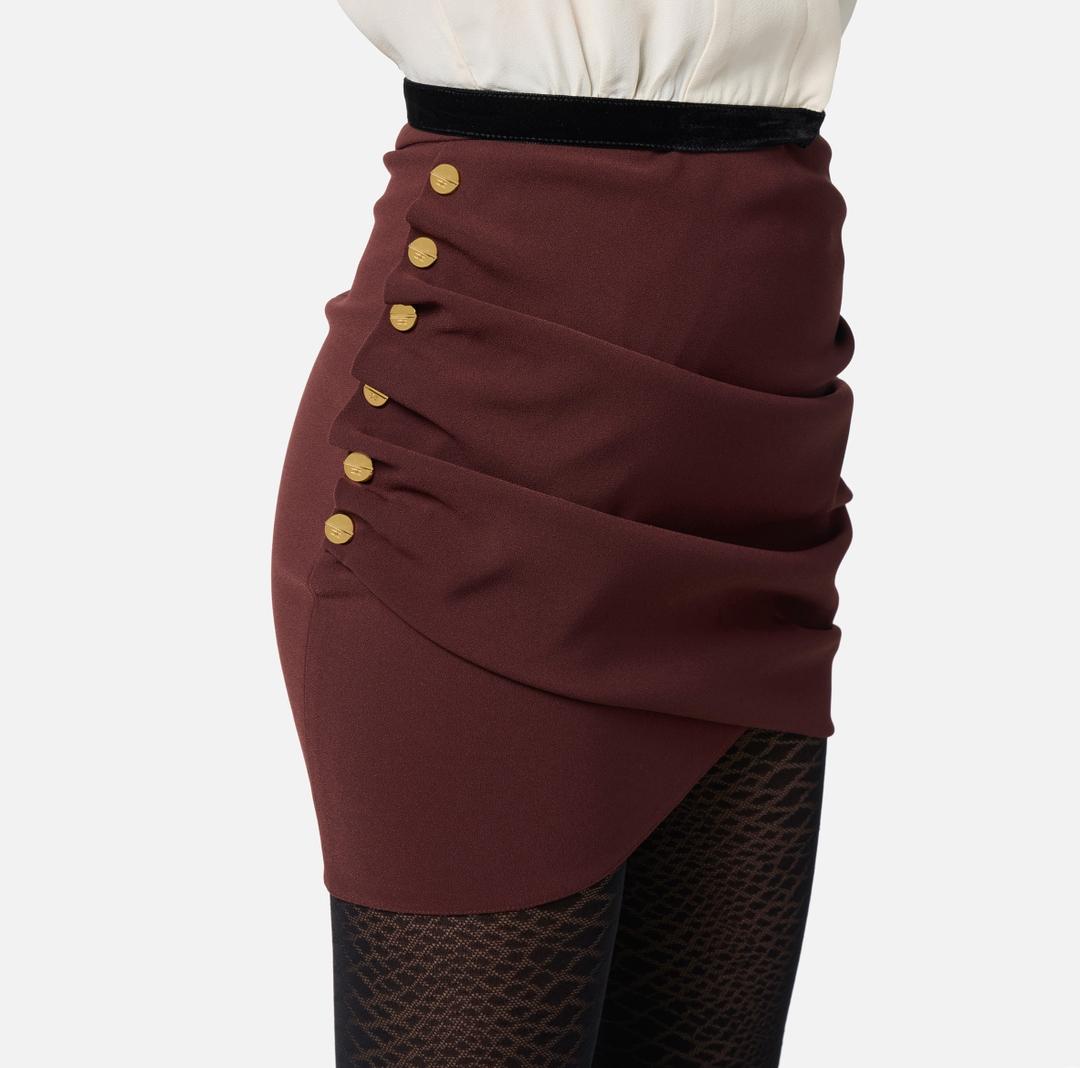 Gonna in crêpe leggero con bottoni gioiello GO12957E2 EA4 ELISABETTA FRANCHI