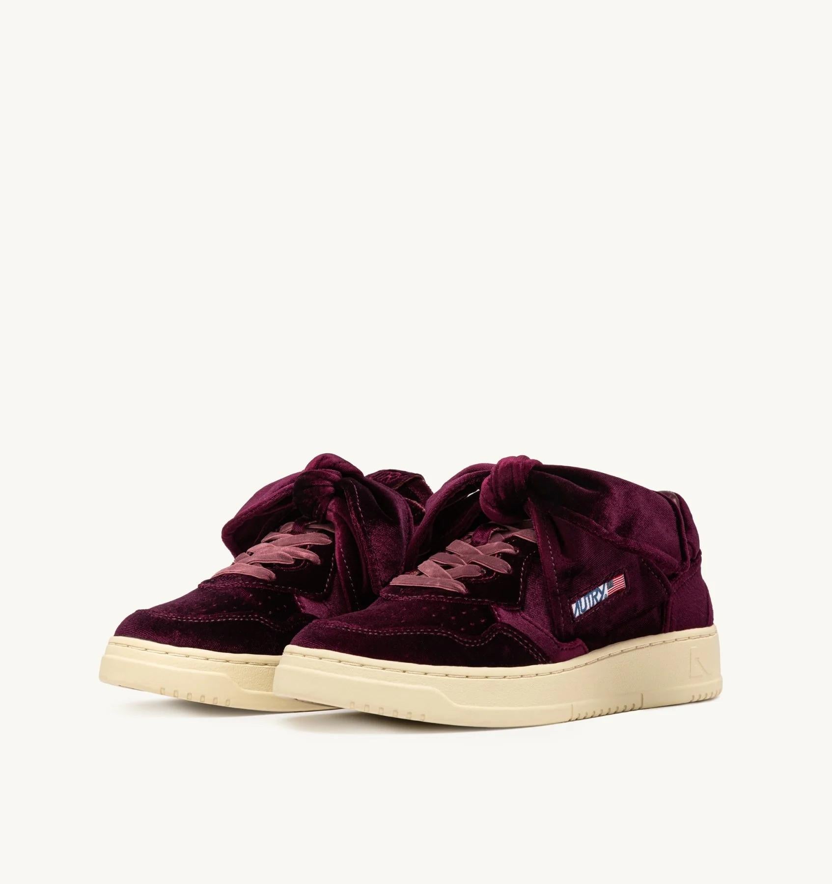 SNEAKERS MEDALIST LOW 'VELVET' BOW BURGUNDY<BR/> AULW VF01 AUTRY ACTION SHOES