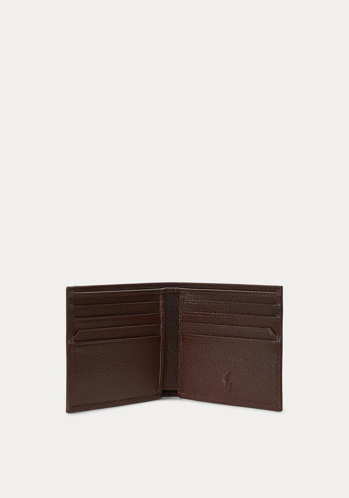 Portafoglio Ralph Lauren in pelle martellata, marrone scuro<BR/> 405963224 002 RALPH LAUREN