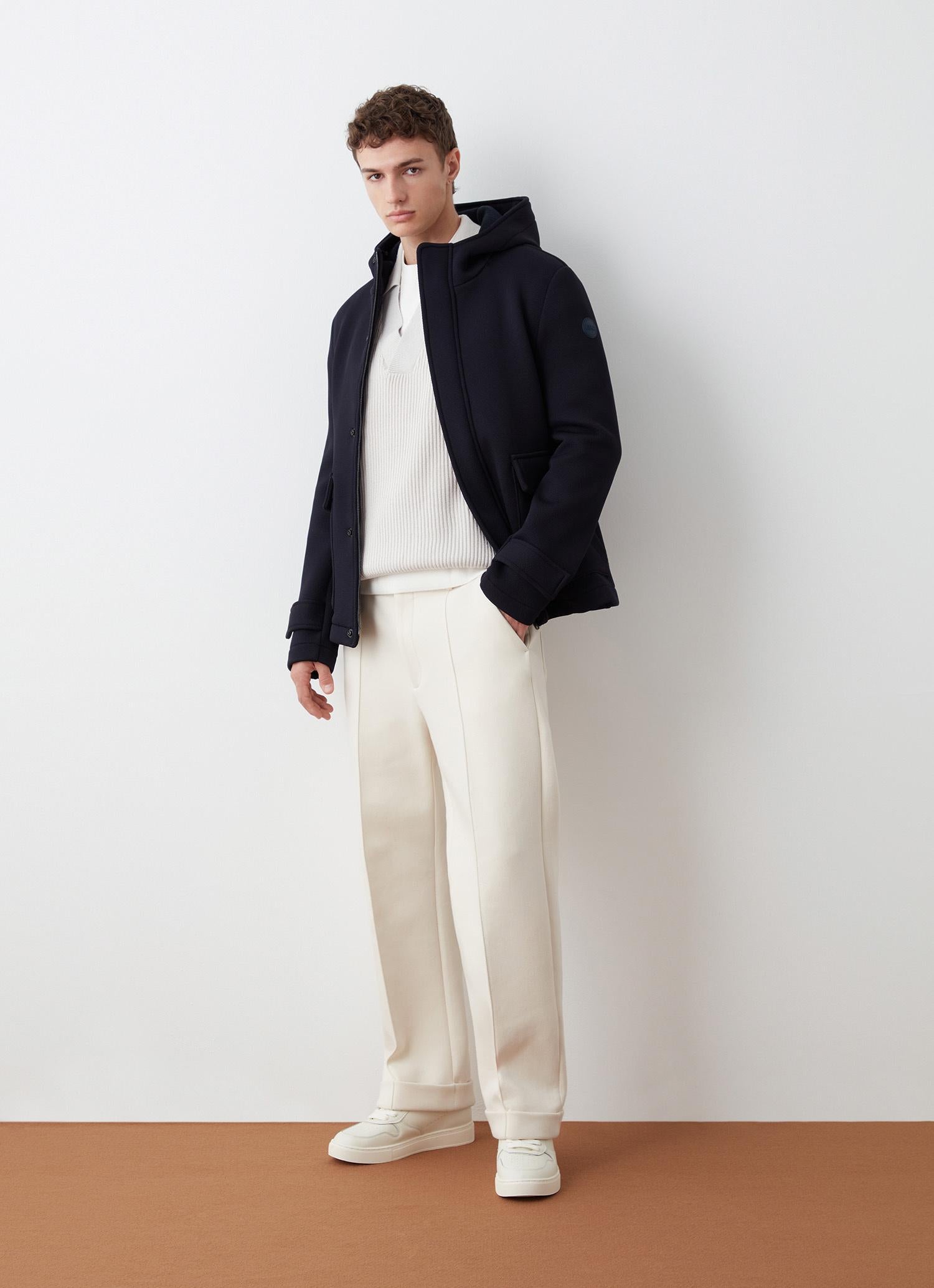 Men's jacket in technical fabric with honeycomb effect