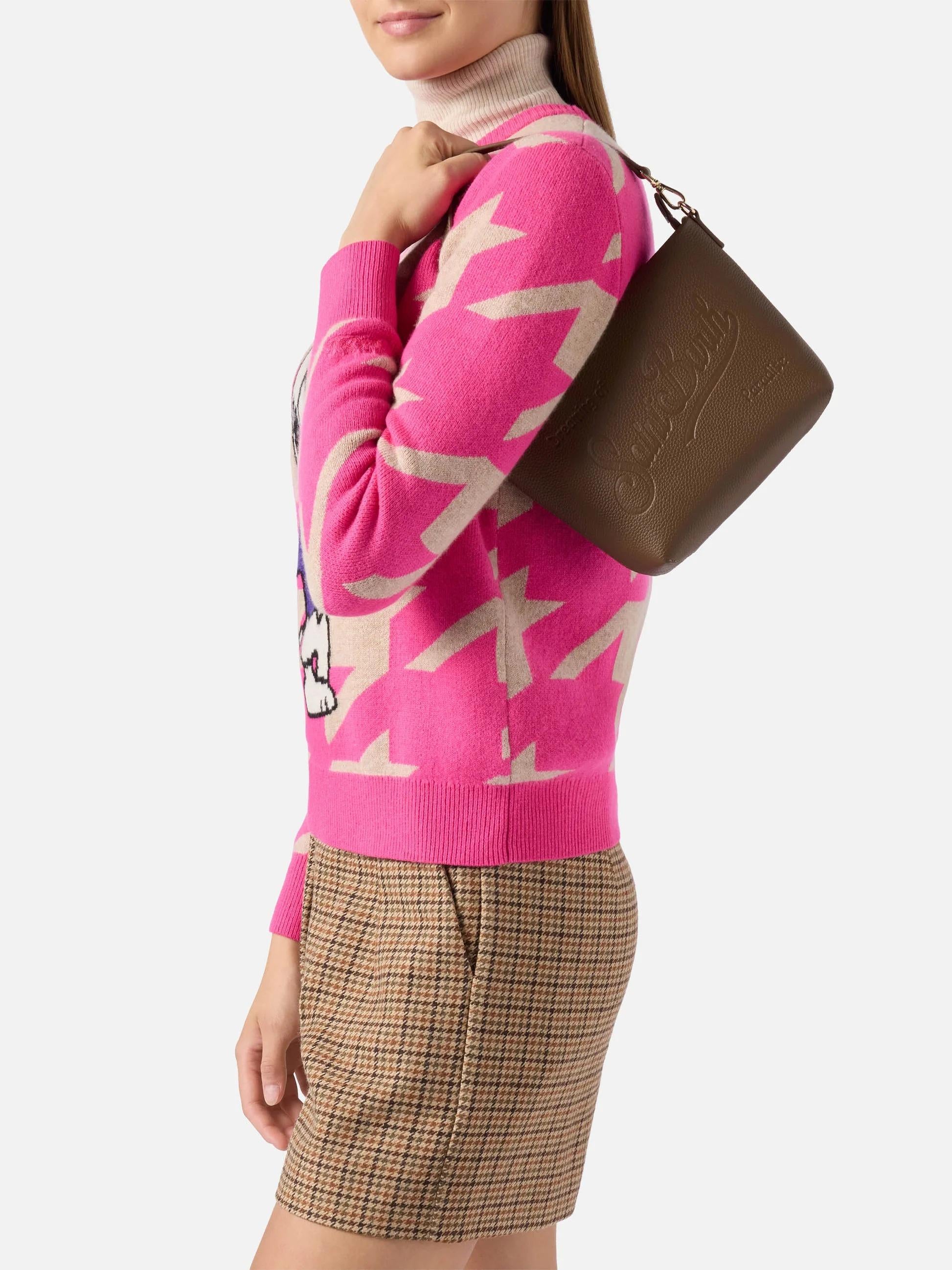 Borsa a spalla Aline Bag in pelle martellata marrone<BR/> ALI0034 00776I MC2 SAINT BARTH