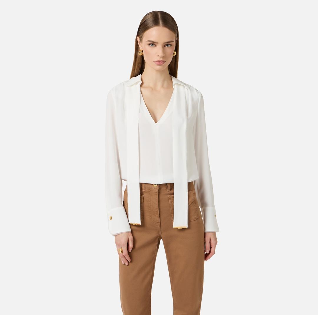 Camicia in georgette di viscosa con fusciacca CA14661E2 360 ELISABETTA FRANCHI