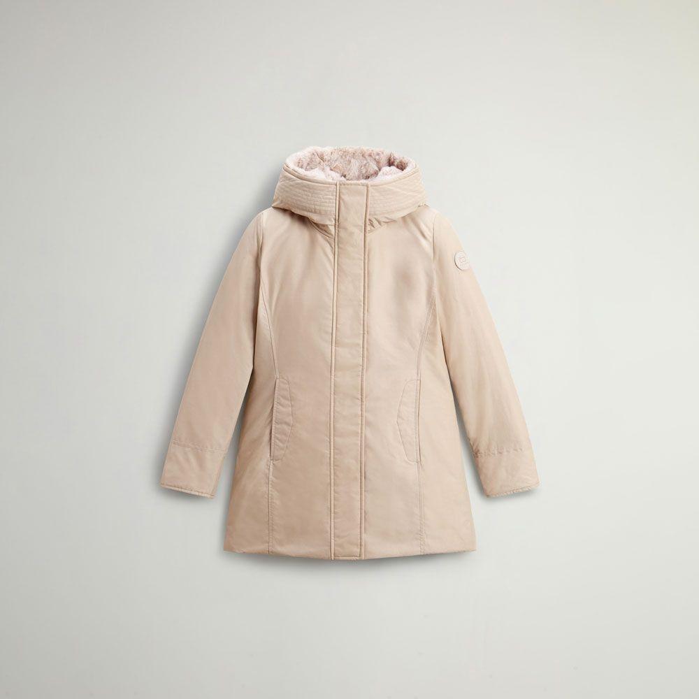 Boulder Parka in Ramar Cloth con cappuccio e collo removibile in pelliccia sintetica<BR/> CFWWOU0724FRUT0001 OXT WOOLRICH