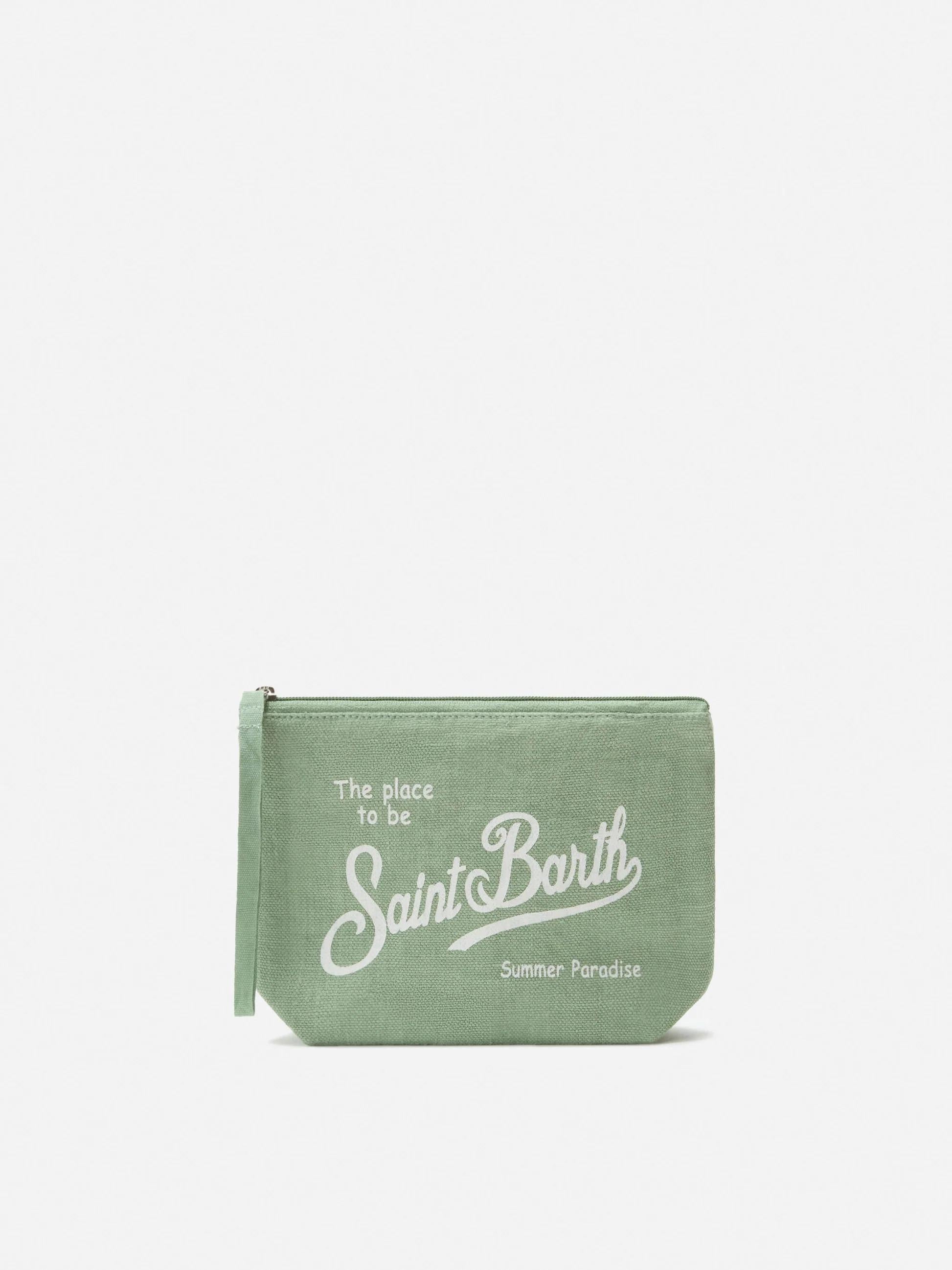 Pochette Aline in lino verde salvia tinta unita<BR/> ALI0004 00265L MC2 SAINT BARTH