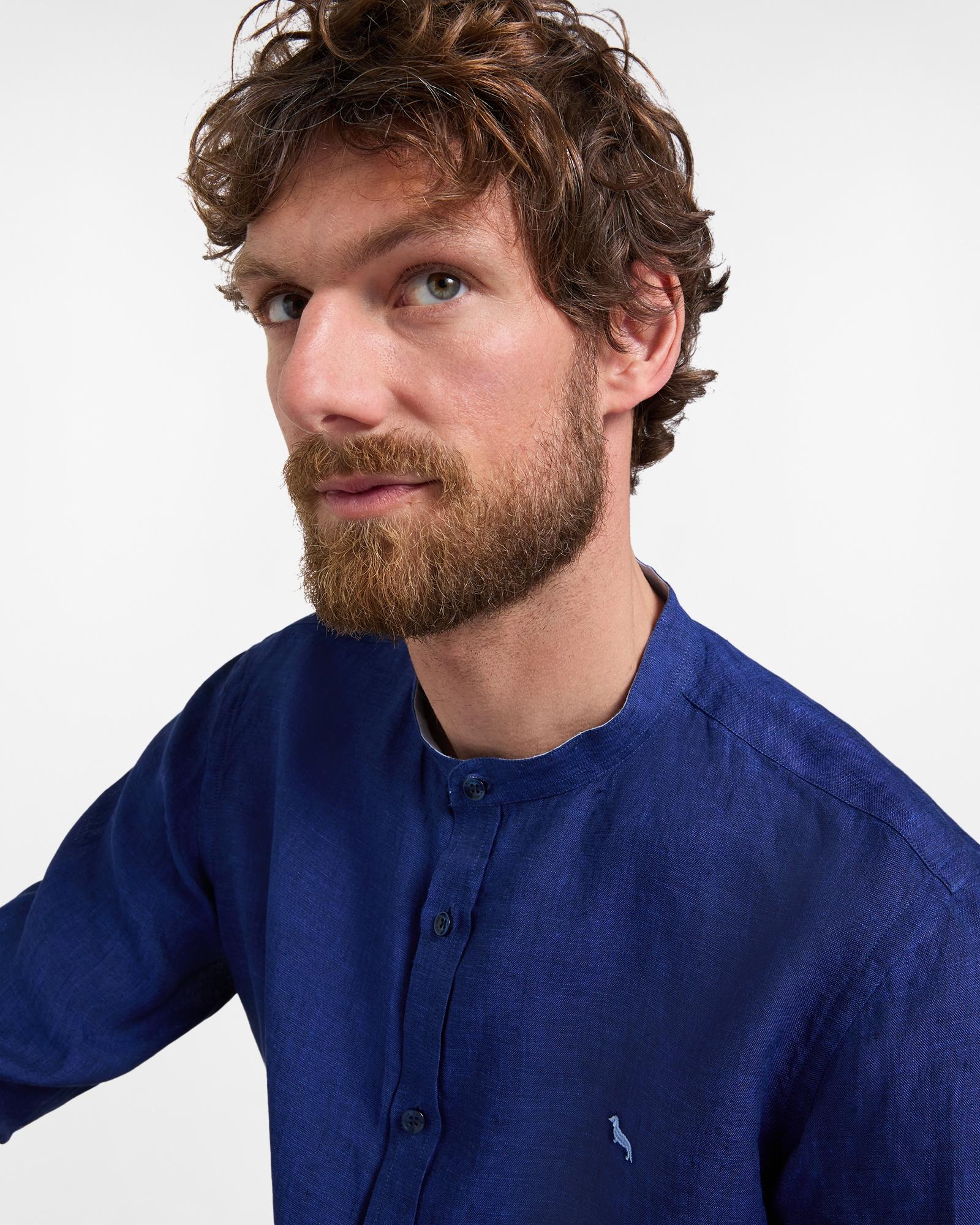 Camicia in lino collo coreana<BR/> CRQ029010883O 828 HARMONT & BLAINE