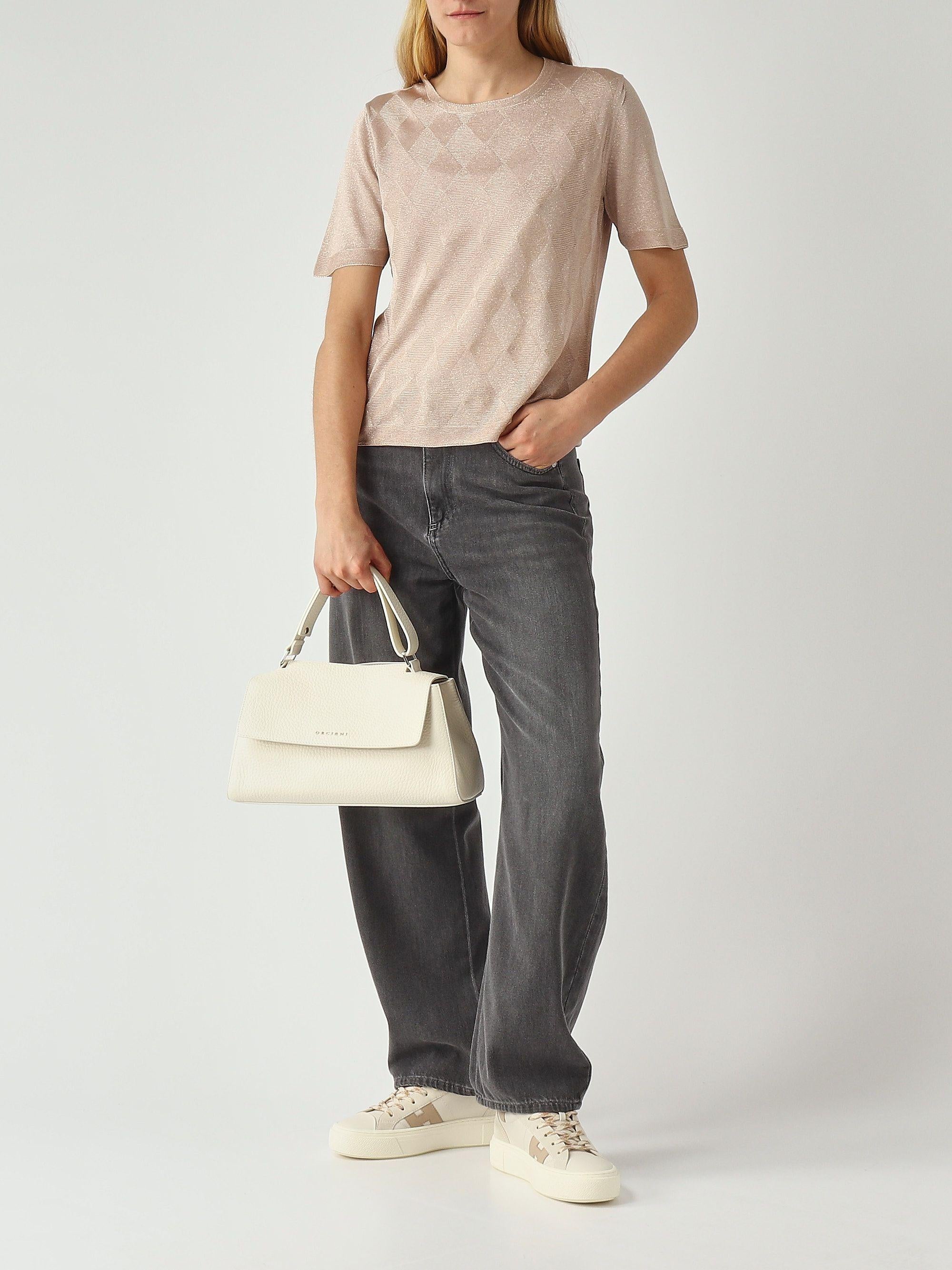 Borsa Sveva Longuette Soft in pelle con tracolla<BR/> B02159SOF BIANCO ORCIANI