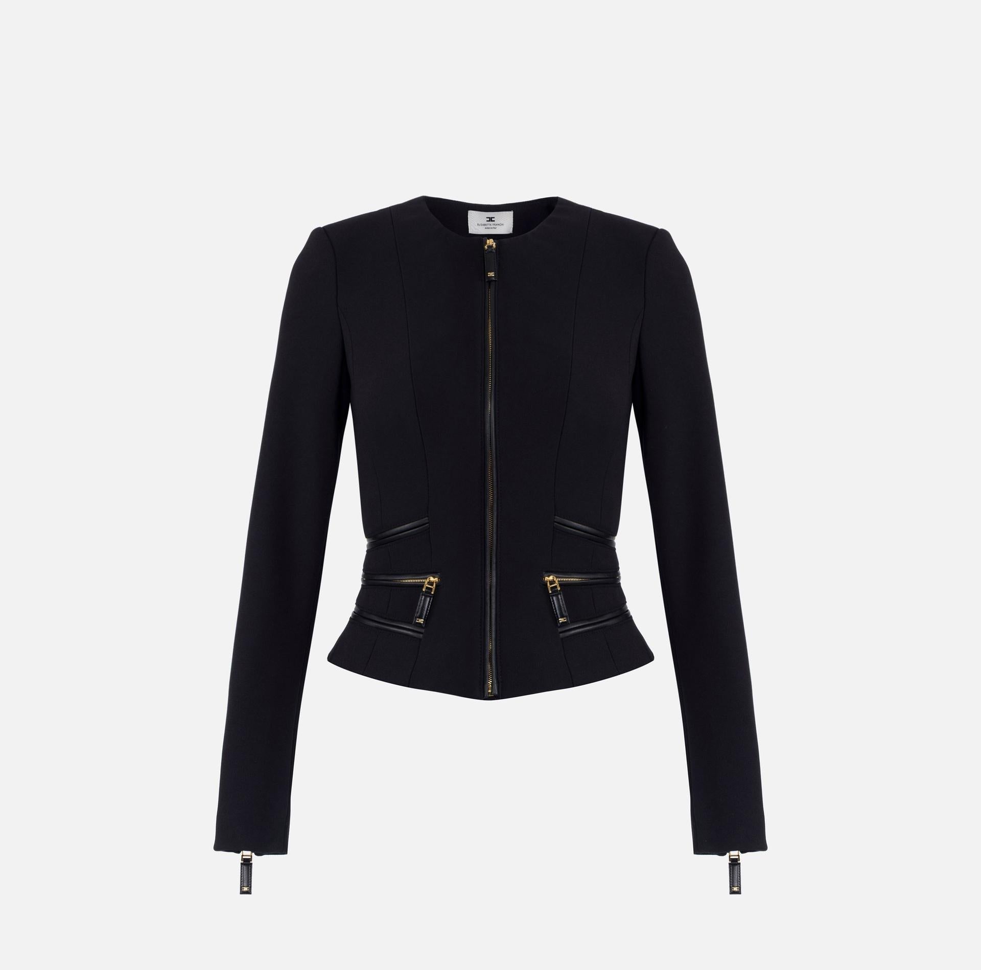Giacca in doppio crêpe con dettagli zip GI17356E2 110 ELISABETTA FRANCHI