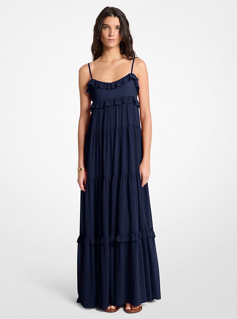 Maxi abito in georgette a balze<BR/> MS683E37R3 409 MICHAEL KORS