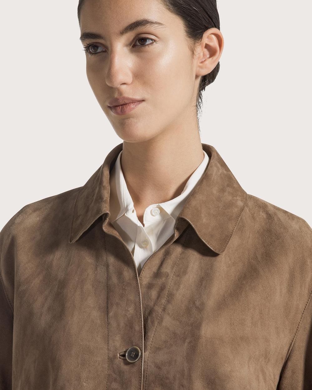 Giacca cropped in camoscio GI0927380090 063 SEVENTY