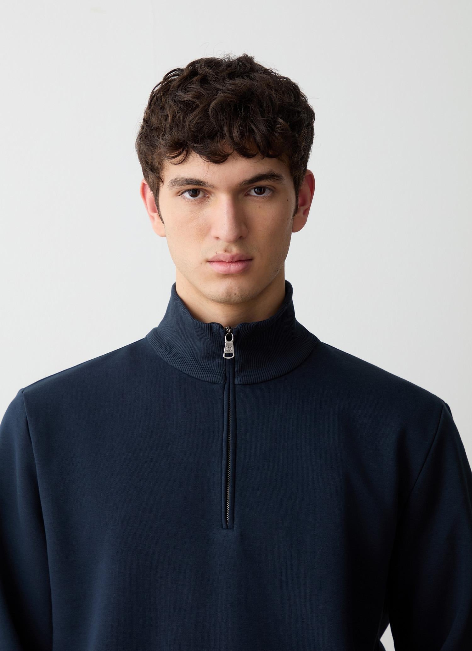 Felpa uomo in misto cotone mezza zip
