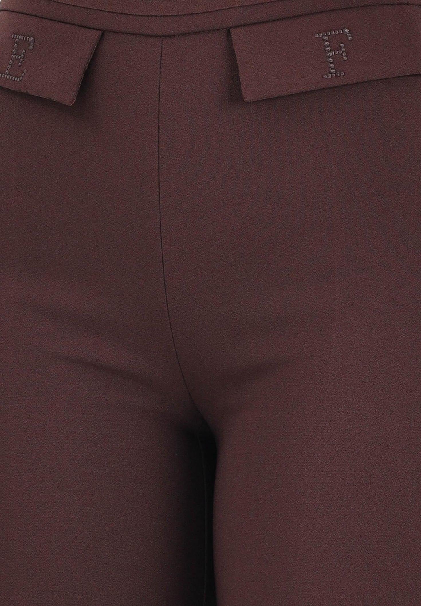 Pantaloni in doppio crêpe stretch con logo ricamato PA17061E2 644 ELISABETTA FRANCHI