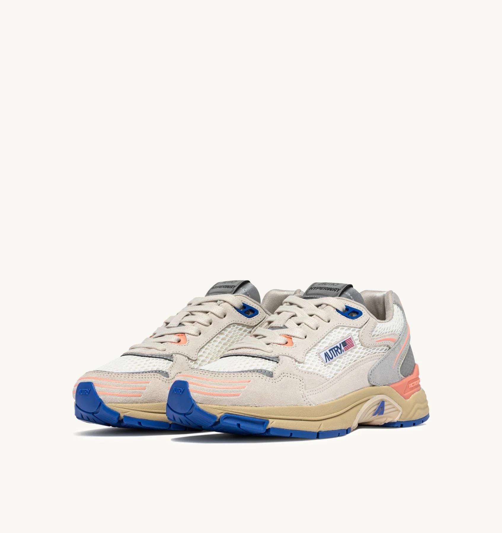 SNEAKERS HYPERWAY IN MESH E SUEDE BIANCO E PEACH PINK<BR/> HYLW HU02 AUTRY ACTION SHOES