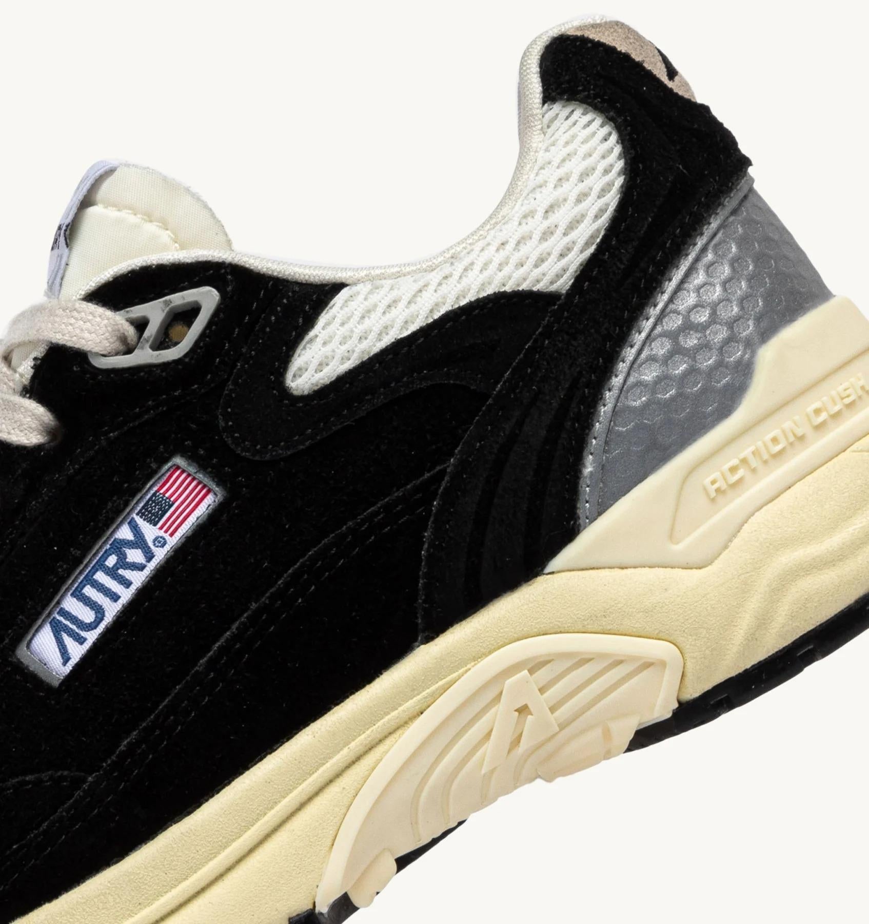 SNEAKERS HYPERWAY IN MESH E SUEDE NERO E ARGENTO<BR/> HYLM UM07 AUTRY ACTION SHOES