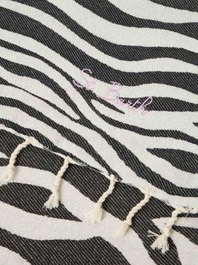 Telo mare Foutas in cotone con jacquard zebrato<BR/> FOUT009 02714L MC2 SAINT BARTH