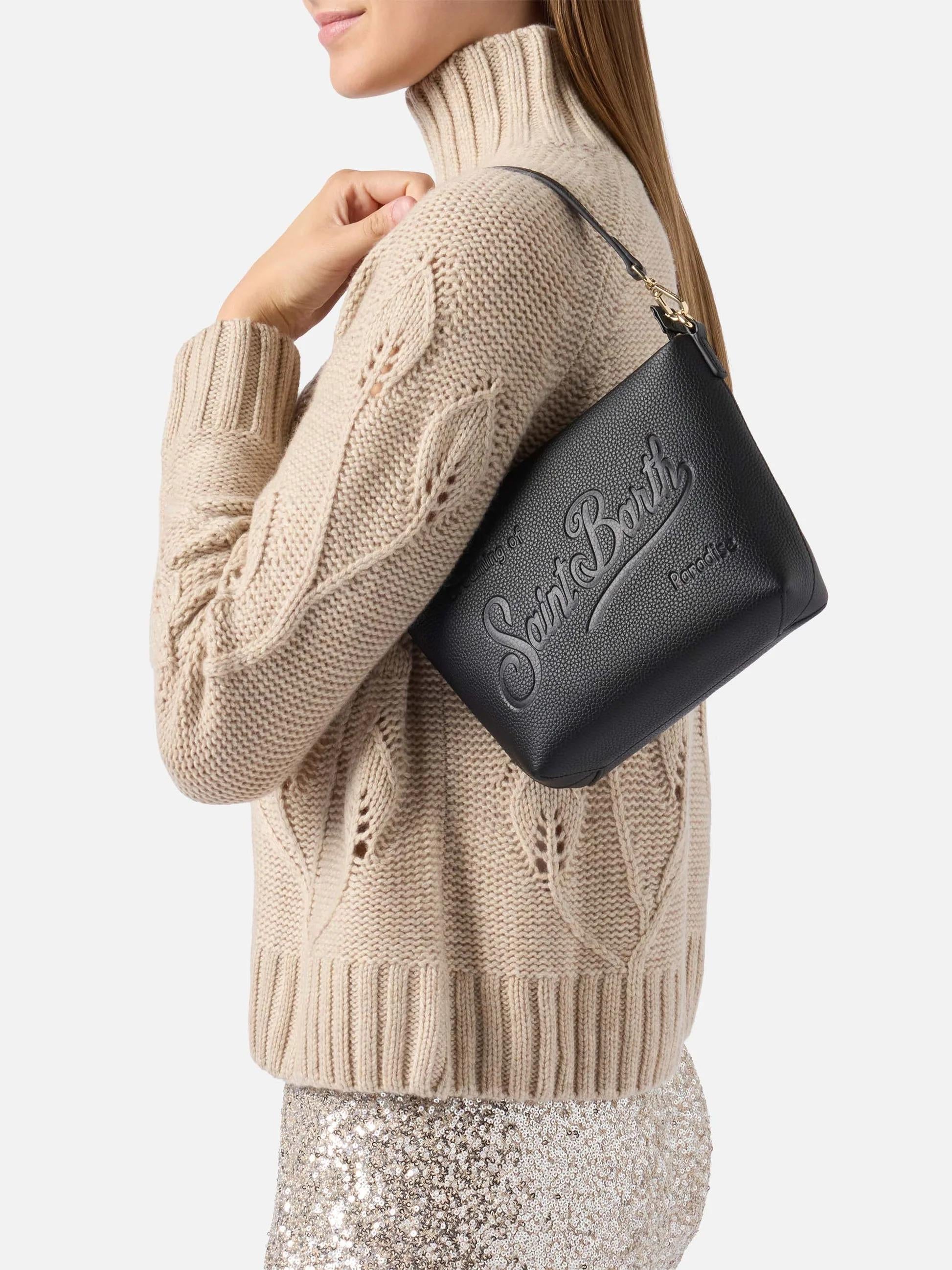 Borsa a spalla Aline Bag in pelle martellata nera ALI0034 00748I MC2 SAINT BARTH