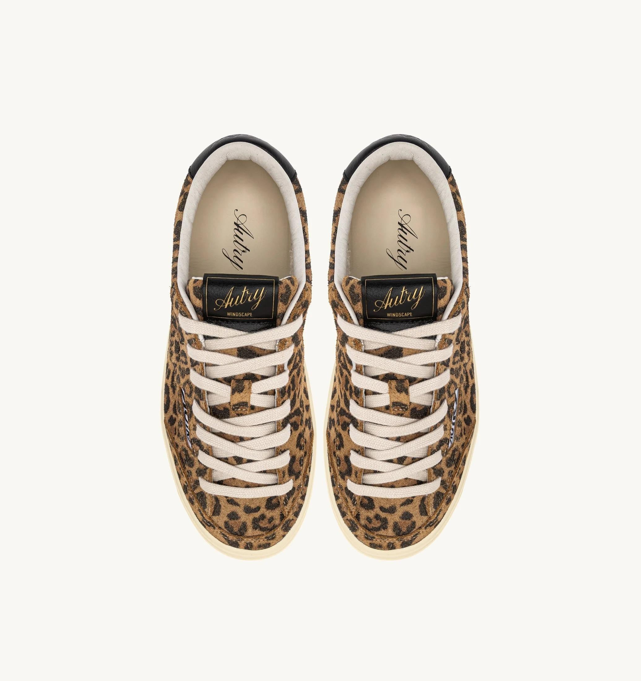 SNEAKERS WINDSCAPE LOW IN SUEDE LEOPARD E NERO<BR/> SCLW DY01 AUTRY ACTION SHOES