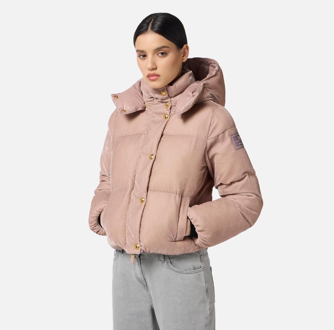 Piumino in velluto con cappuccio<BR/> PI82D56E2 EA6 ELISABETTA FRANCHI