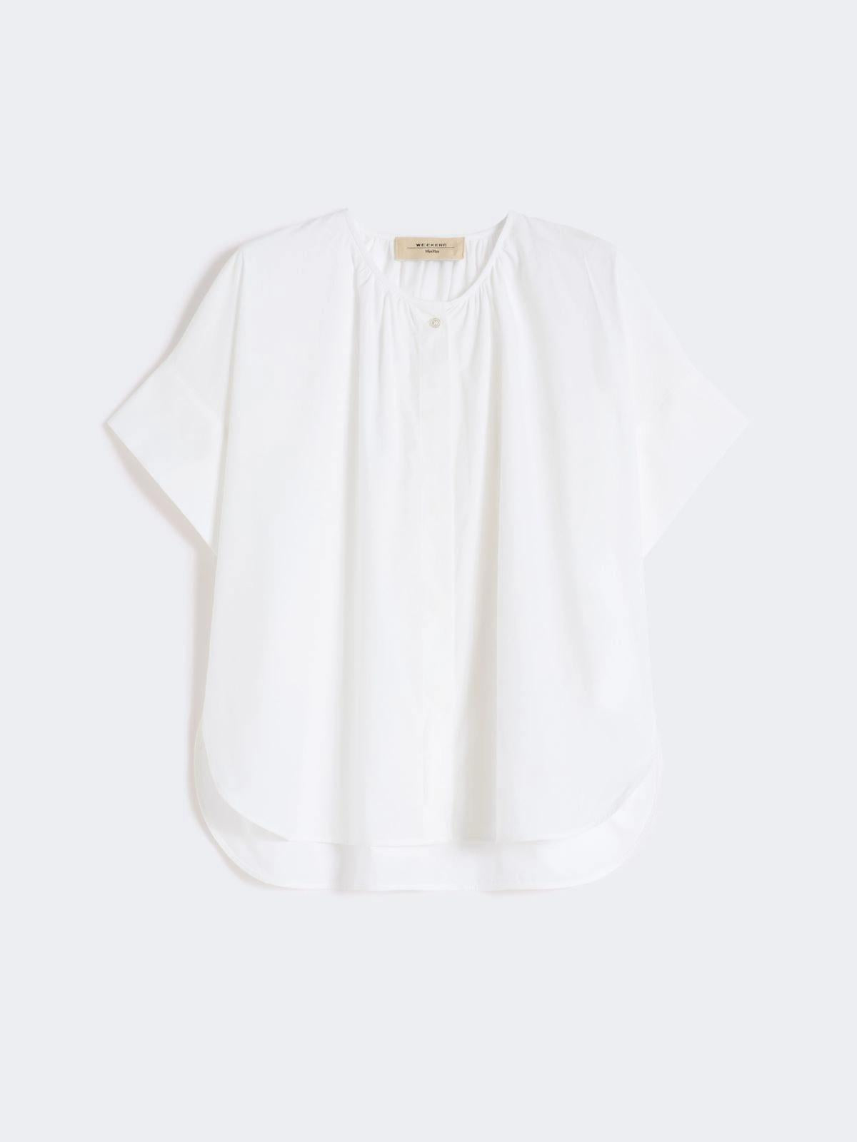 Camicia girocollo in popeline di cotone - BIANCO<BR/> WKDEDUCATA 004 WEEKEND
