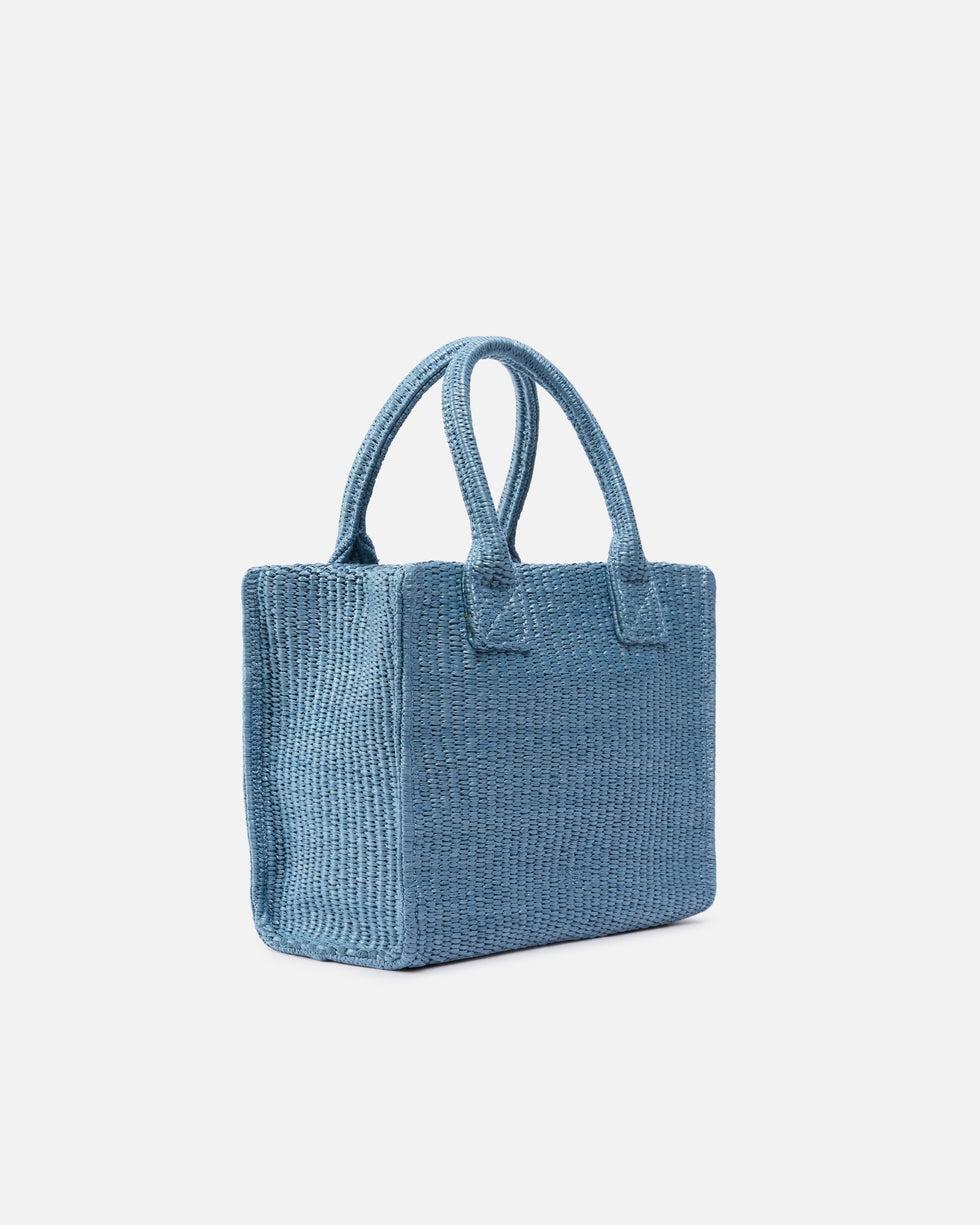 Borsa shopper piccola Beach in rafia con logo Love Birds<BR/> 106832A39Y E5Y PINKO