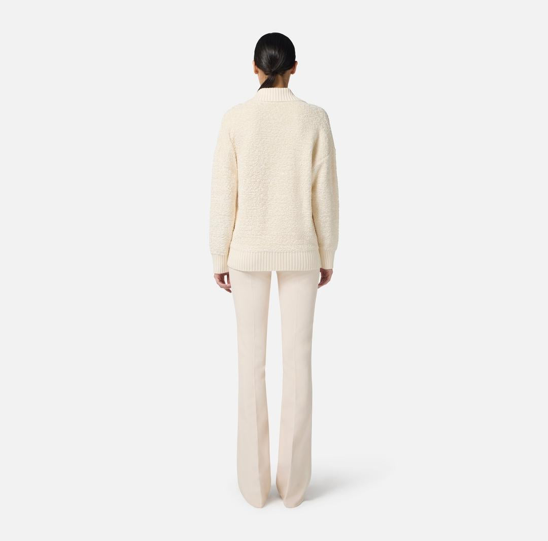 Cardigan in ciniglia bouclé con bottoni gioiello MK44S57E2 DZ9 ELISABETTA FRANCHI