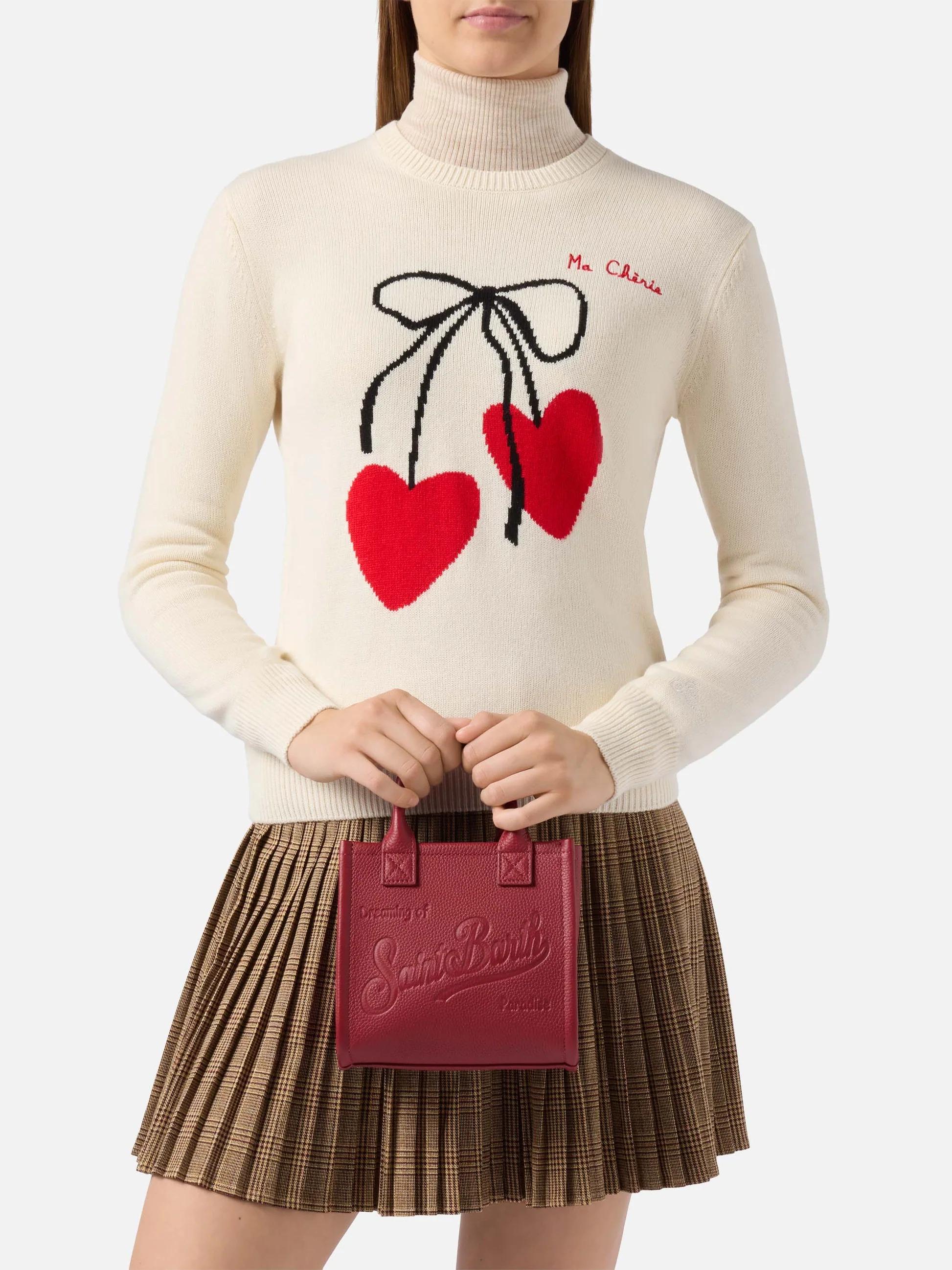 Borsa a spalla Vanity Bag Mini in pelle martellata bordeaux VANMI001 00777I MC2 SAINT BARTH