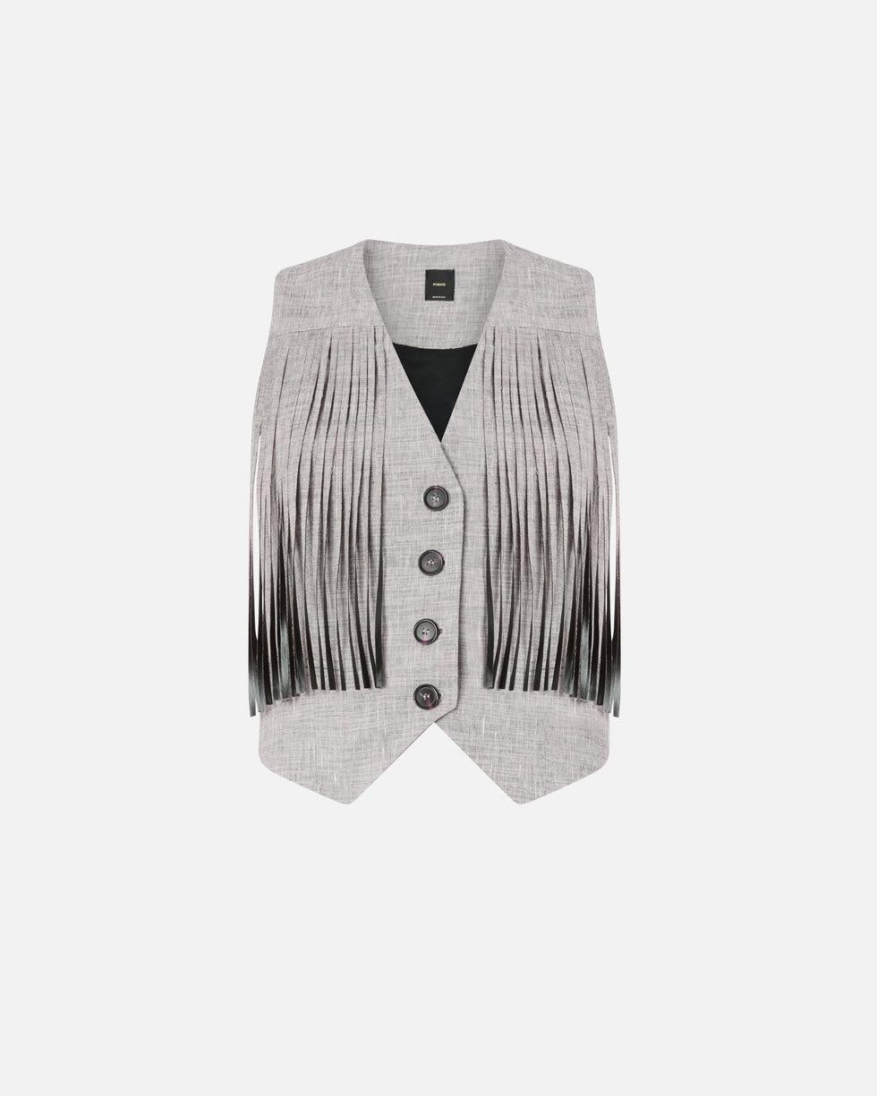 Gilet con frange<BR/> 106965A3AS ZZ2 PINKO
