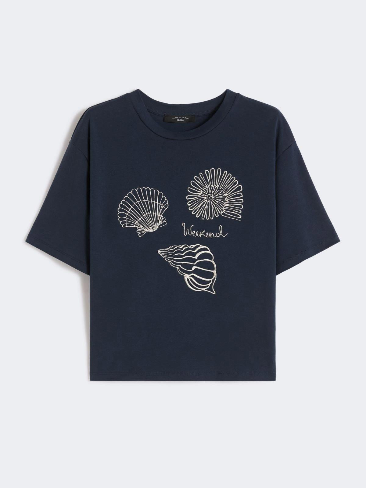 T-shirt in jersey di cotone con stampa - Blu<BR/> WKDSABATO 004 WEEKEND