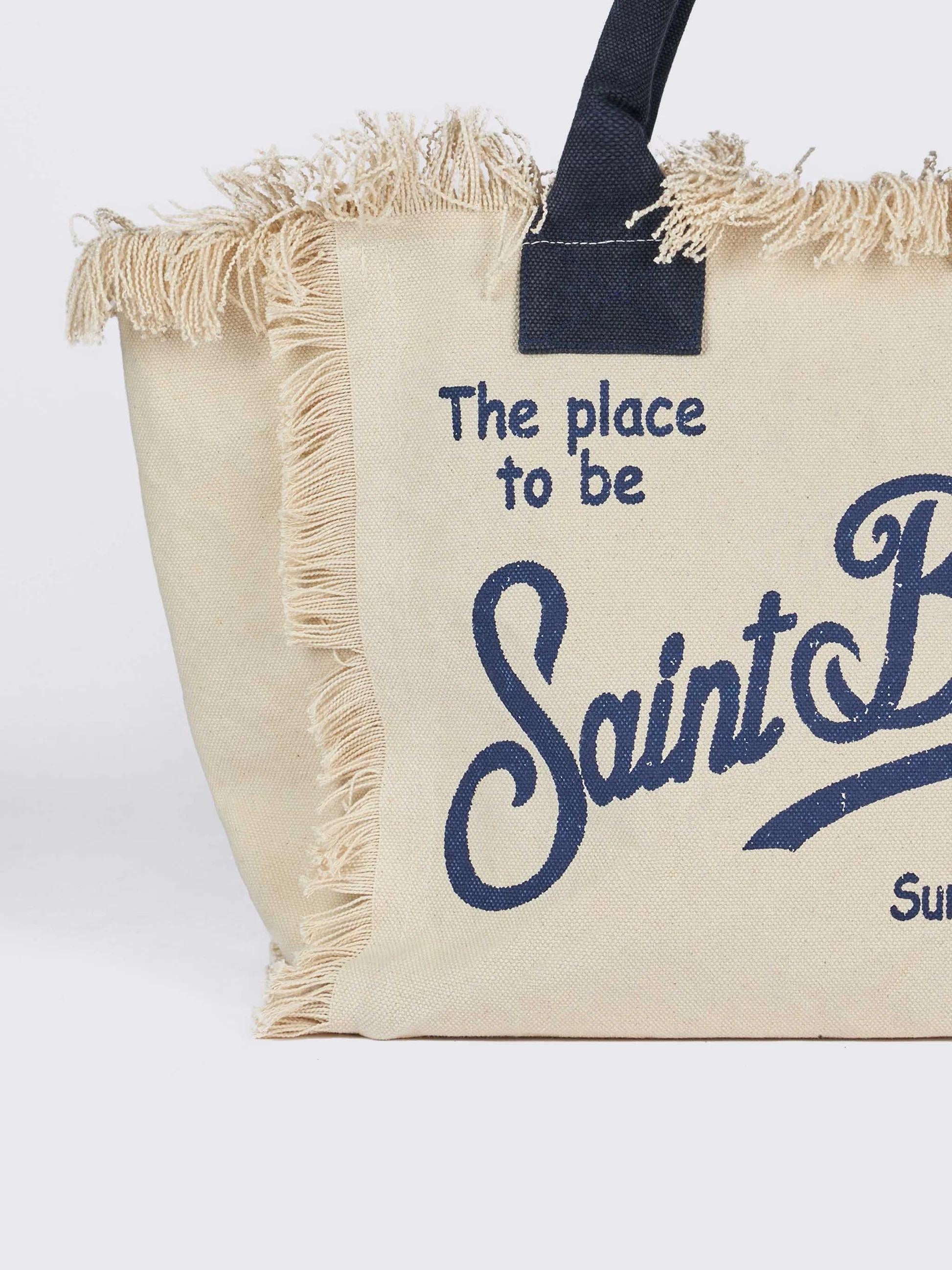 Borsa a spalla Vanity in canvas di cotone off-white<BR/> VANI001 02564L MC2 SAINT BARTH