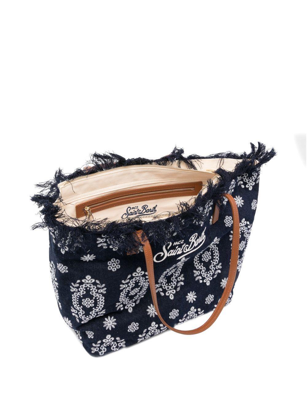 Borsa da spiaggia con ricami e frange<BR/> CBF0001 01773L MC2 SAINT BARTH