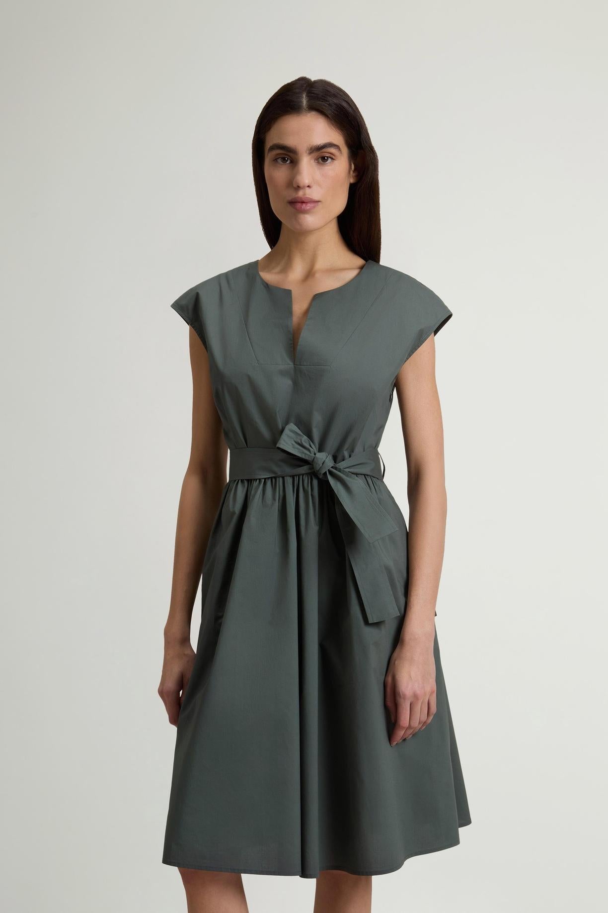 Vestito in popeline di puro cotone con cintura<BR/> CFWWDR2028FRUT3944 6668 WOOLRICH