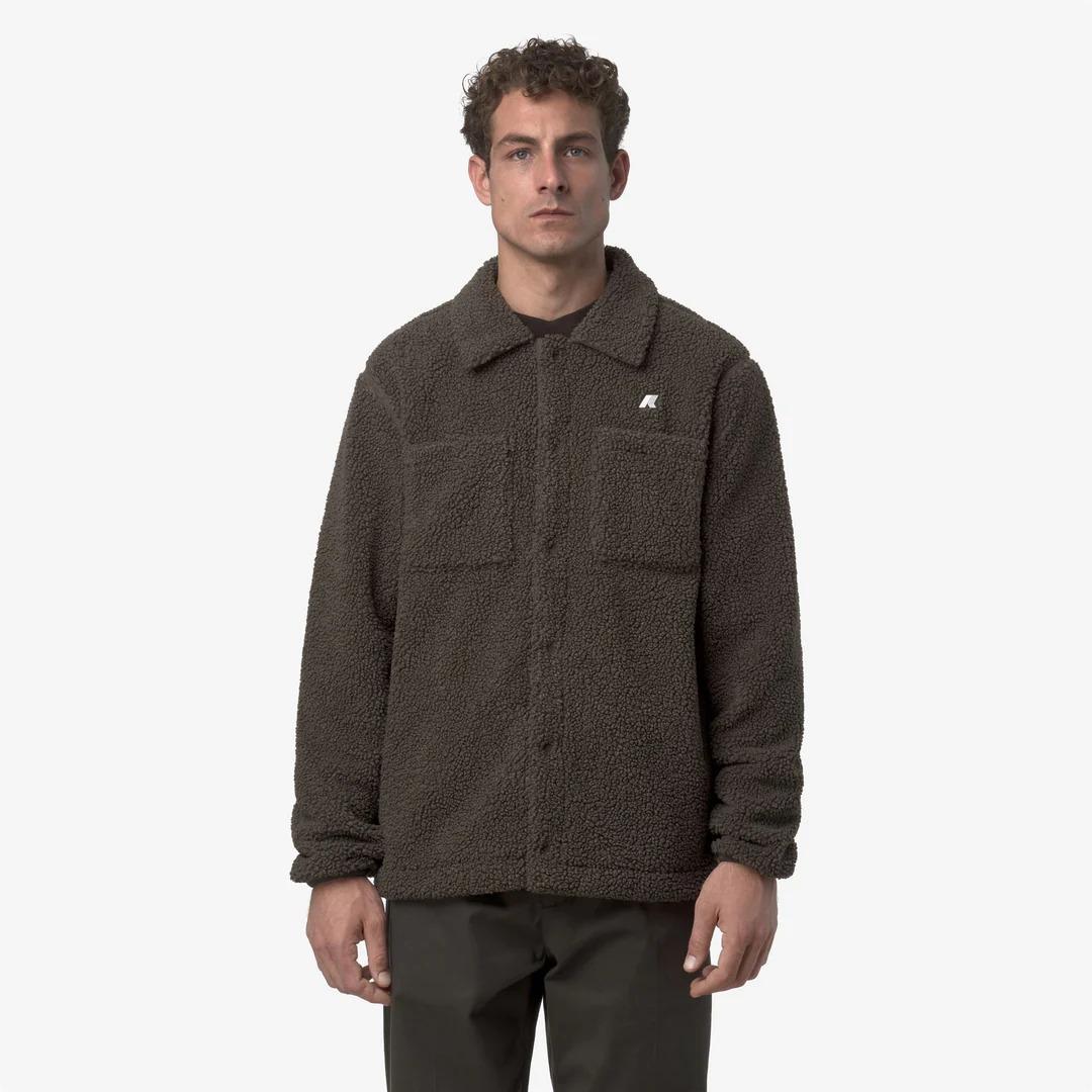 CAMERON SHERPA POLAR<BR/>BLACK OLIVE COMBO<BR/>Giacca in pile Sherpa reversibile da uomo K61322W B38 K-WAY