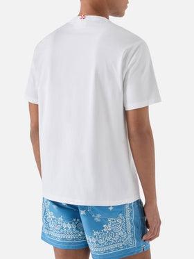 T-shirt Portofino bianca con ricamo Paloma<BR/> POT0001 00323L MC2 SAINT BARTH