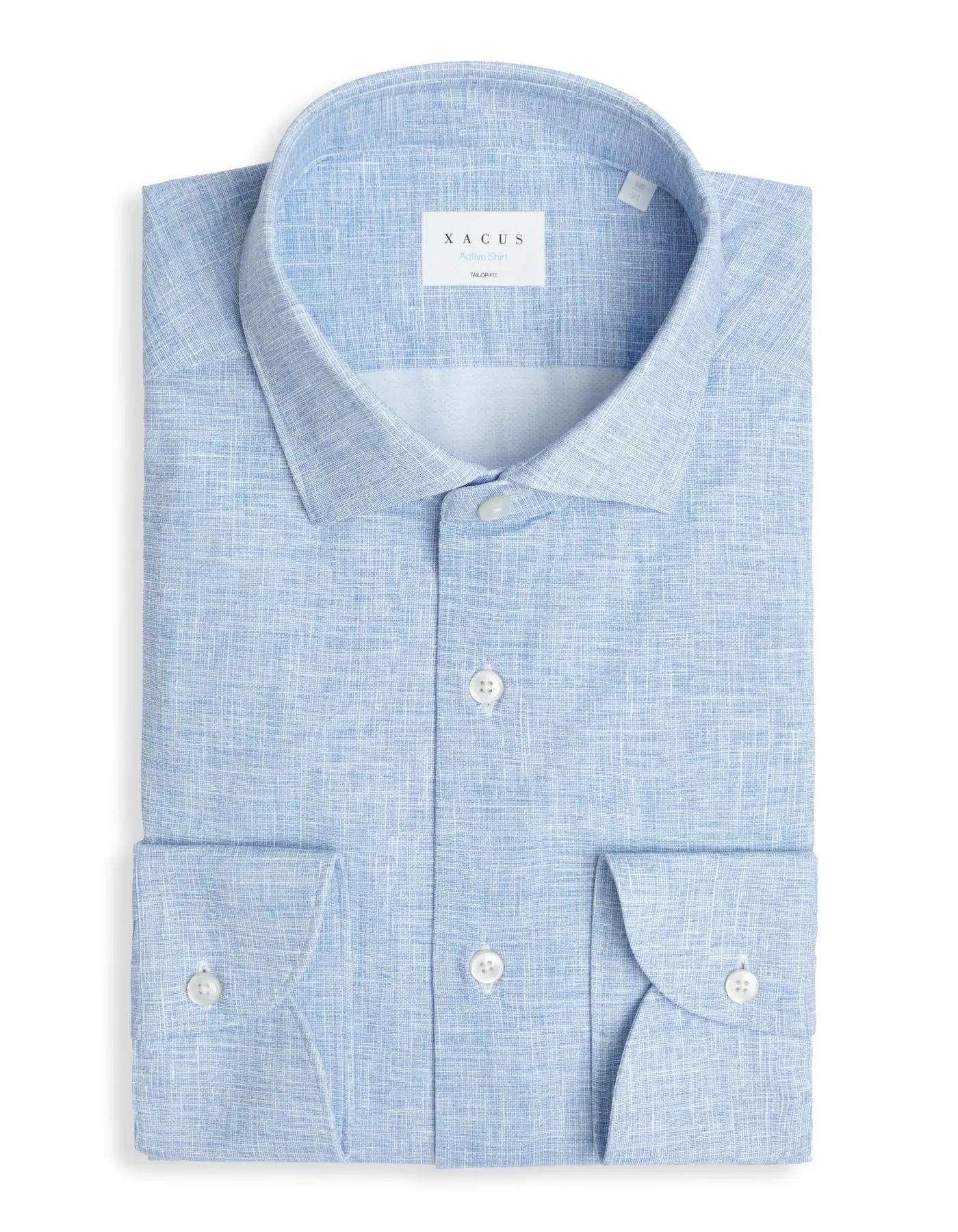 Camicia Collo francese piccolo Fantasia Armaturato Celeste