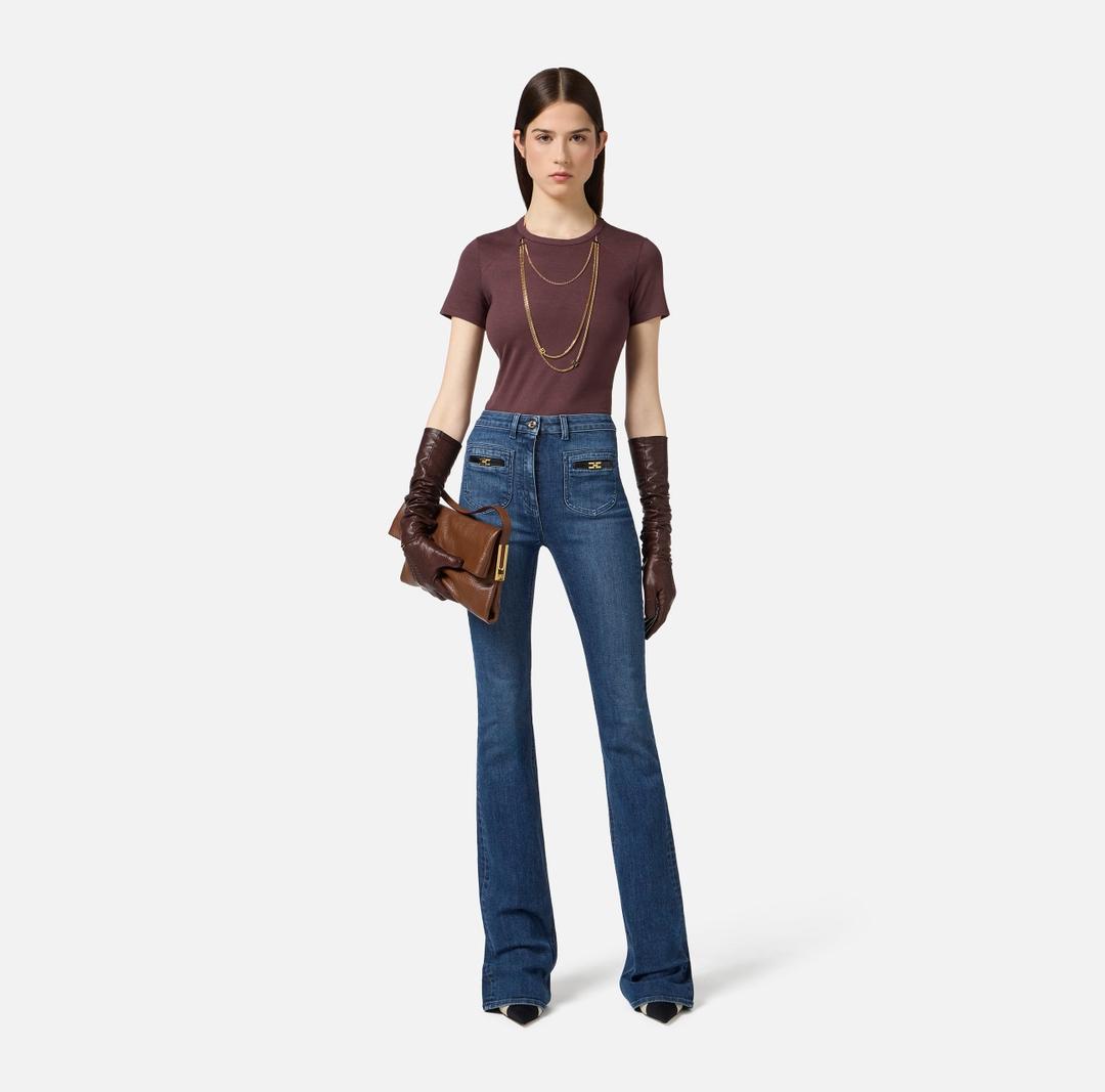 Jeans con logo gioiello PJ12N56E2 104 ELISABETTA FRANCHI