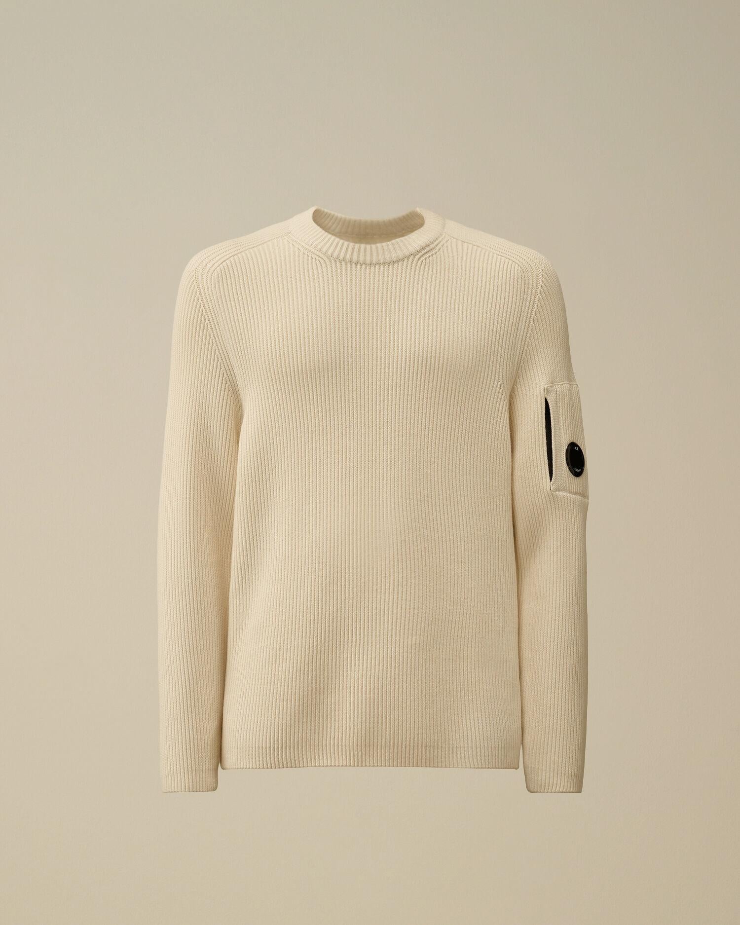Full Rib Crewneck Lens Sweater<BR/> CMKN015A 103 C.P. COMPANY