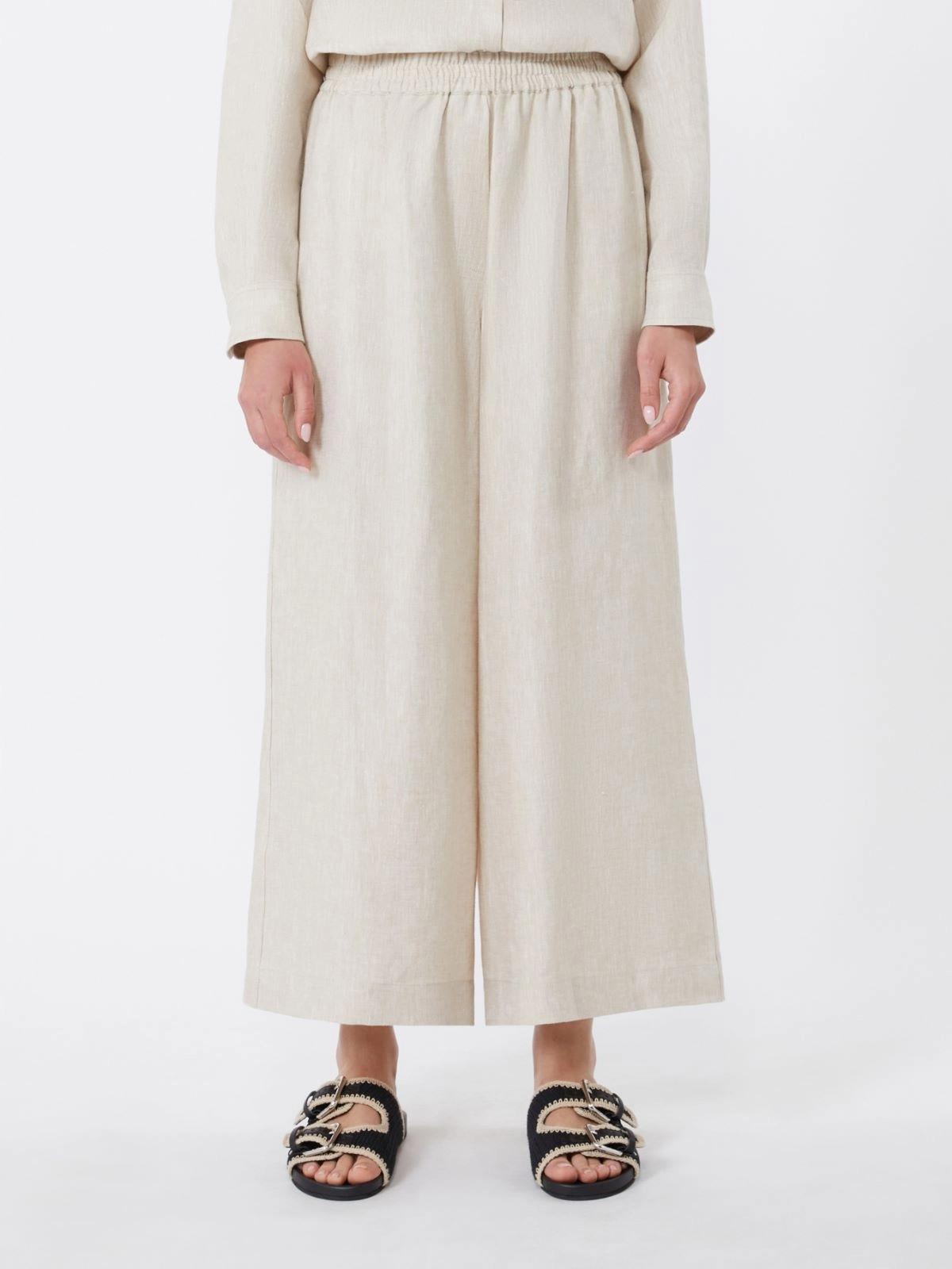 Pantalone ampio in lino - ECRU<BR/> WKDFELINO 023 WEEKEND