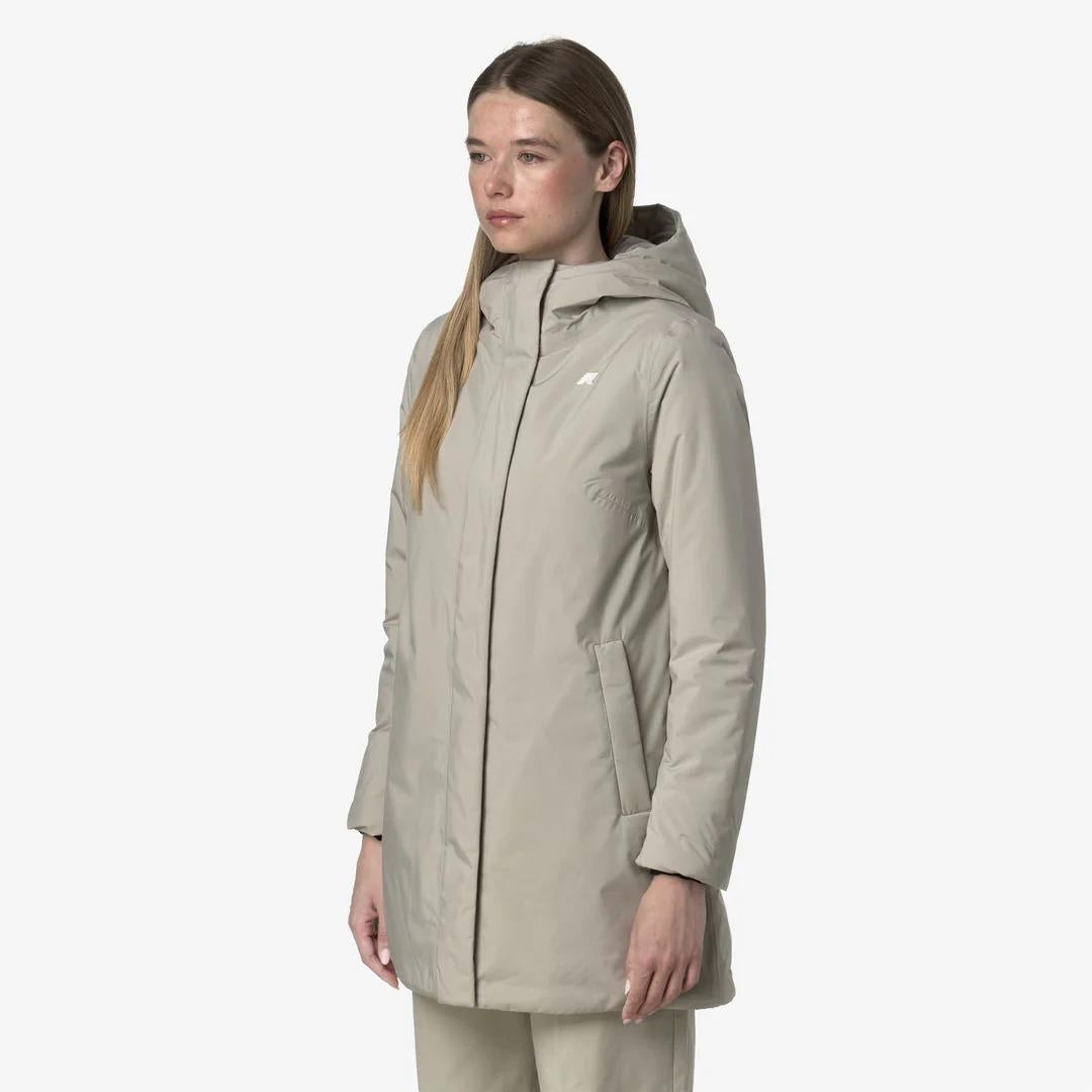 SOPHIE SOFT TOUCH MARMOTTA<BR/>BEIGE CASHMERE-GREY GOAT<BR/>Giacca isolante beige di media lunghezza da donna K71326W B2X K-WAY