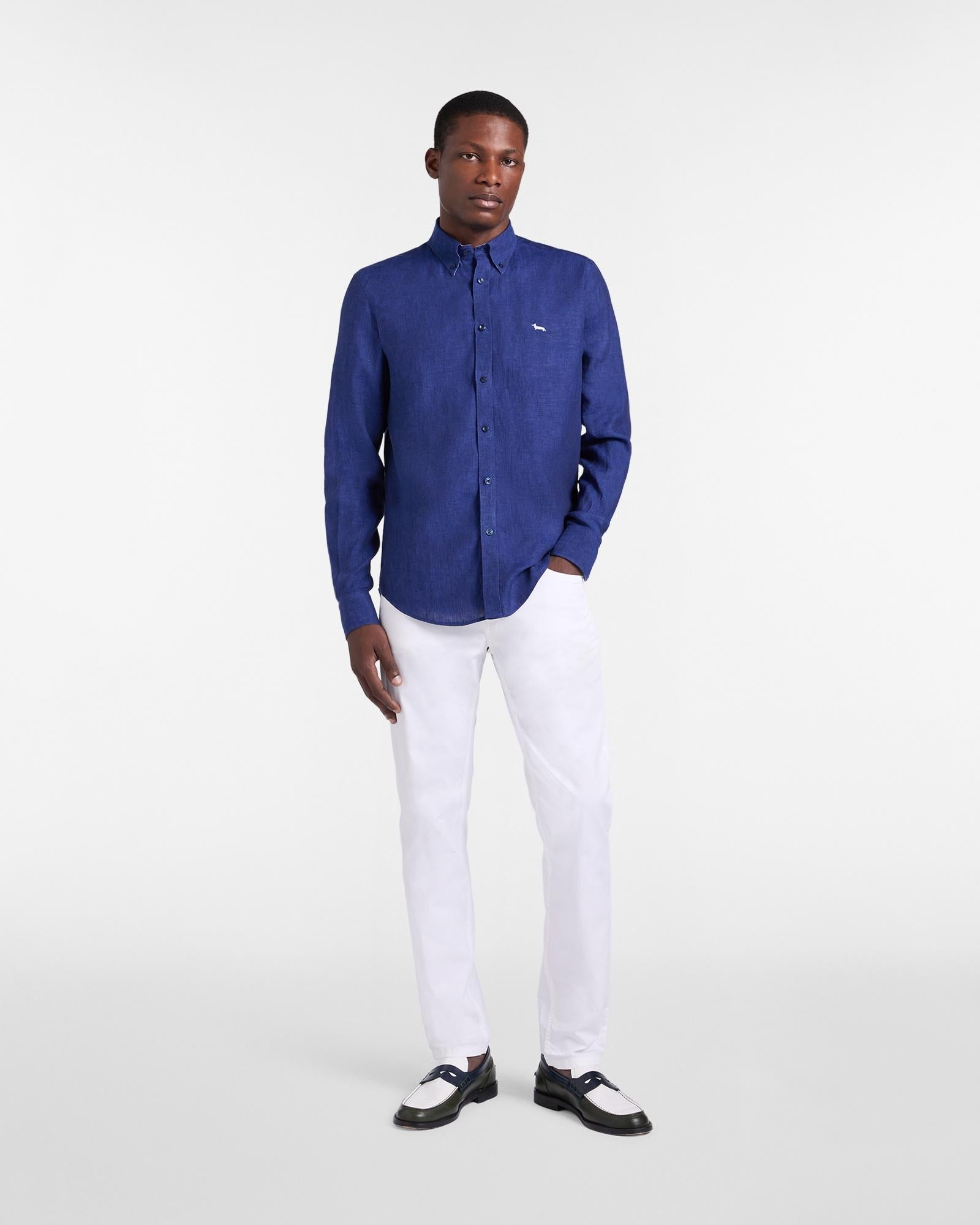 Camicia in puro lino regular fit<BR/> CRQ014010883B 828 HARMONT & BLAINE
