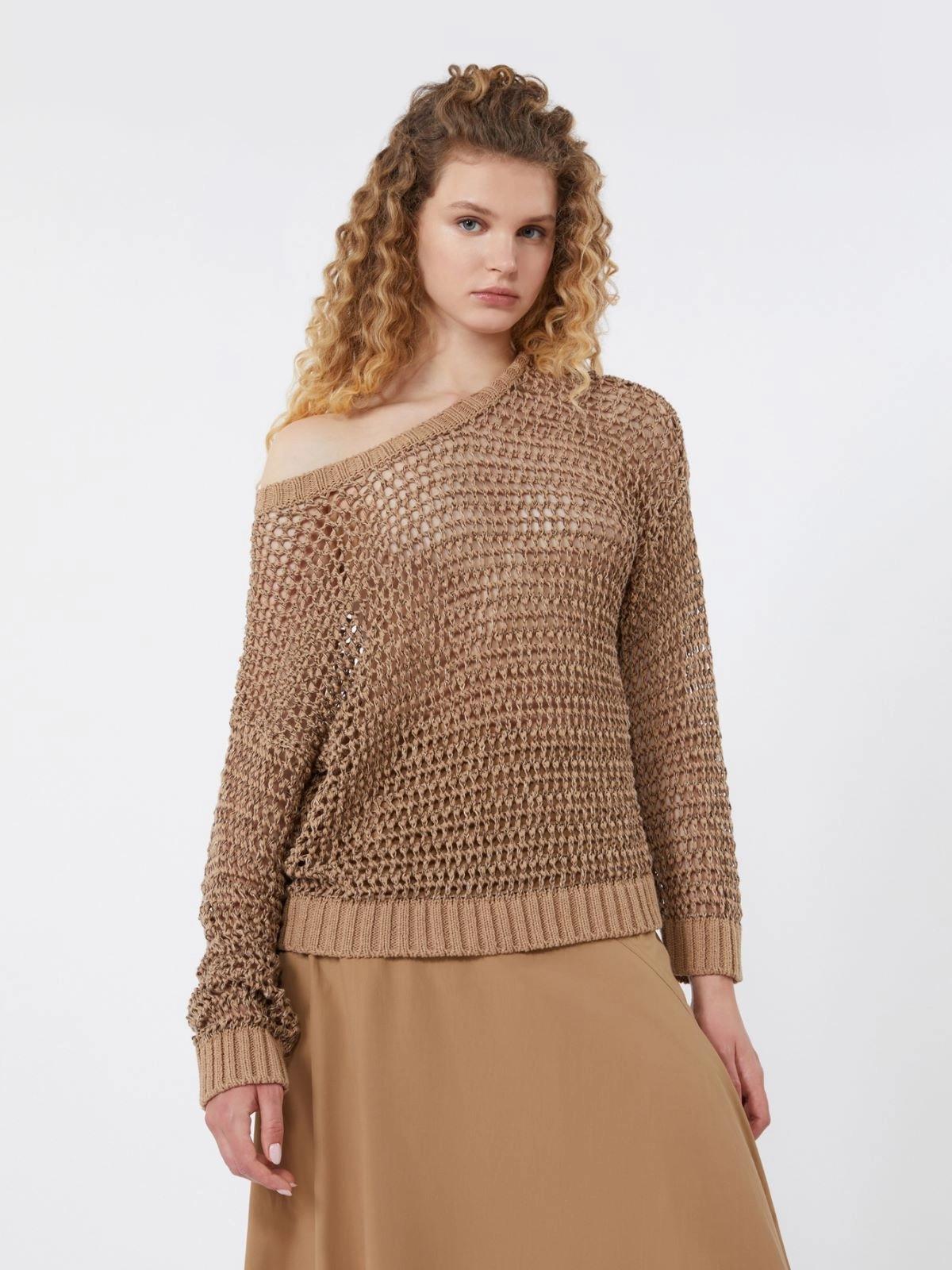 Maglia a rete in filato di lino e cotone - CUOIO<BR/> WKDONIRICA 002 WEEKEND