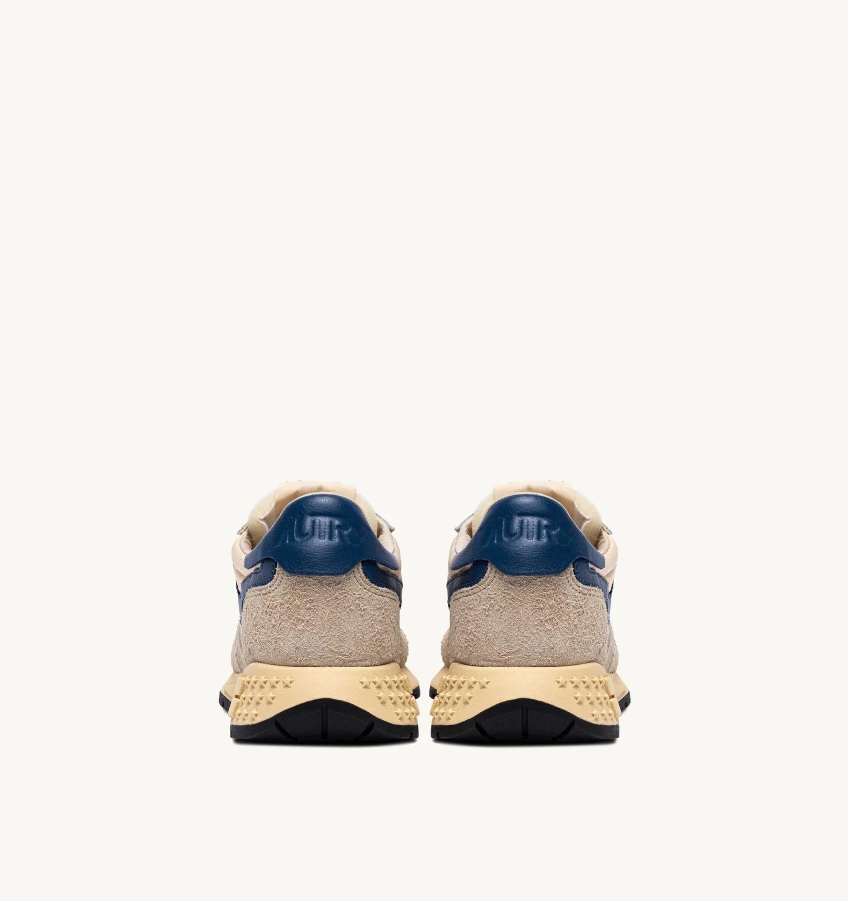 SNEAKERS REELWIND LOW IN NYLON SUEDE E PELLE ECRU' E ENSIGN BLUE<BR/> WWLM UT27 AUTRY ACTION SHOES