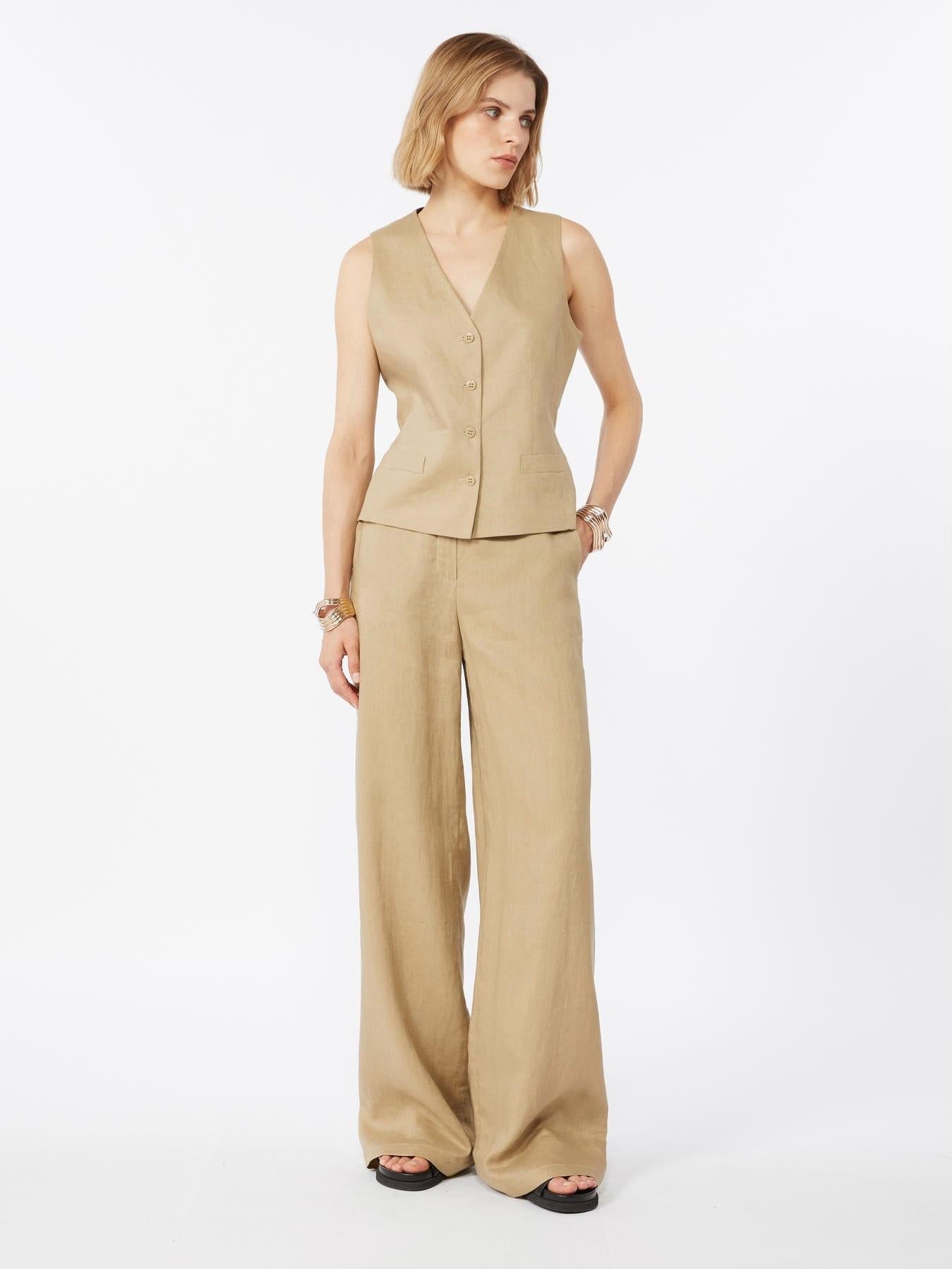 Pantaloni in Lino Corda Tapioca MSTTAPIOCA 007 MAX MARA STUDIO
