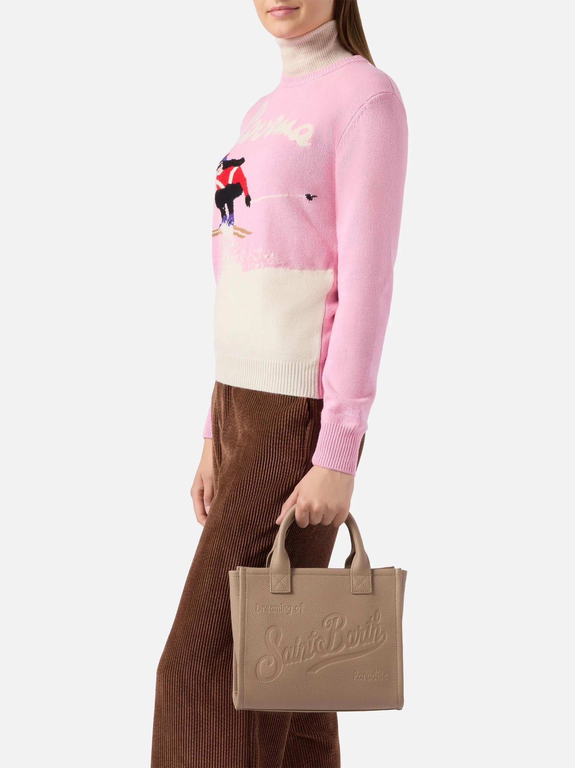 Borsa a spalla Vanity Bag Midi in pelle martellata nocciola<BR/> VANMD001 00531I MC2 SAINT BARTH