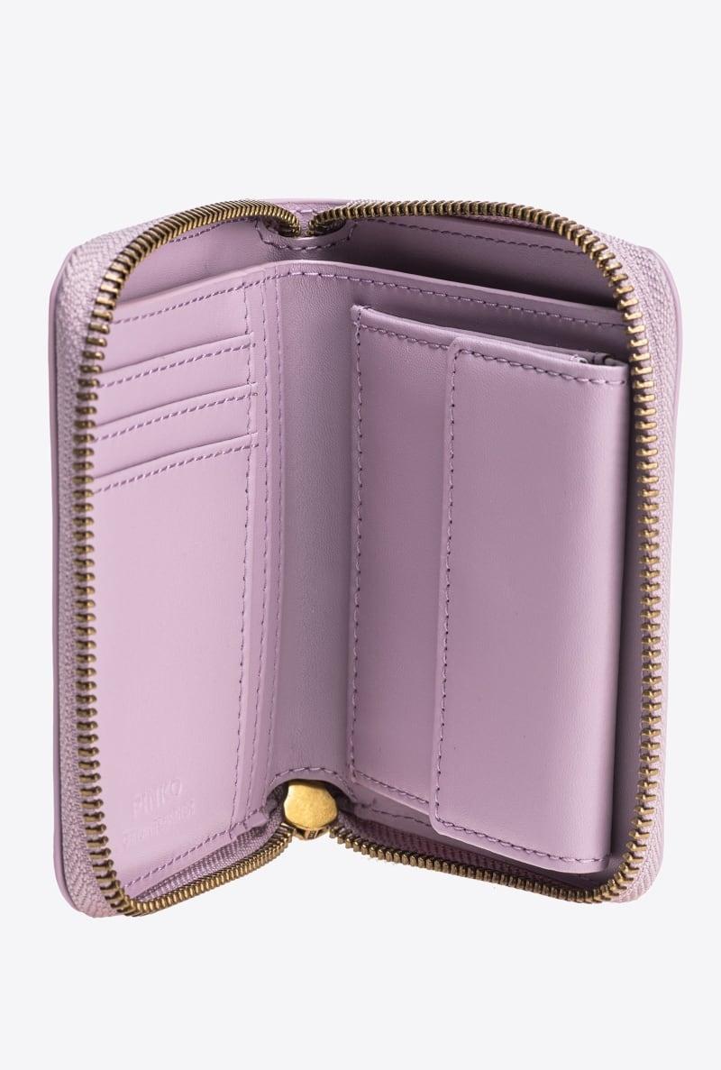 Portafoglio quadrato zip-around in pelle
